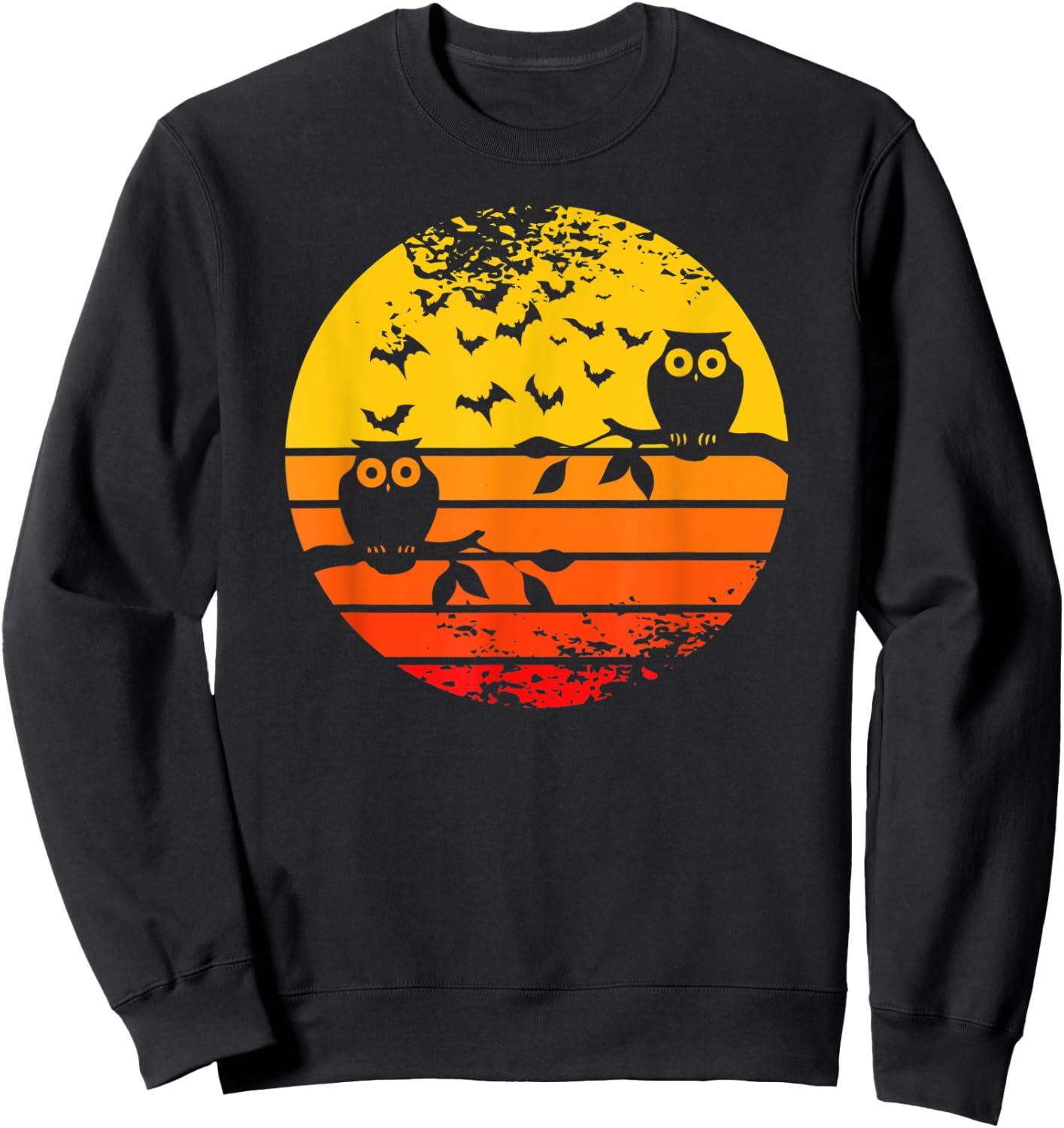 Retro Vintage Halloween Full Moon Owl - Halloween Costume Sweatshirt - Sweatshirt | Black