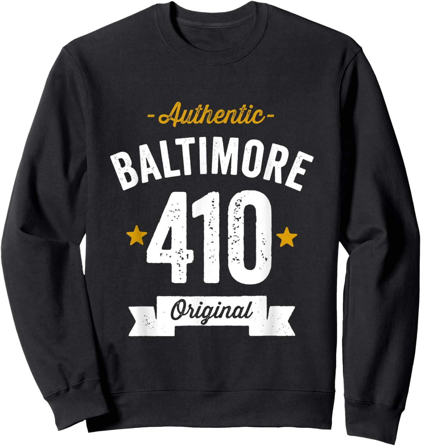 410 Baltimore Area Code Distressed Authentic (Dark) Sweatshirt - Sweatshirt | Black