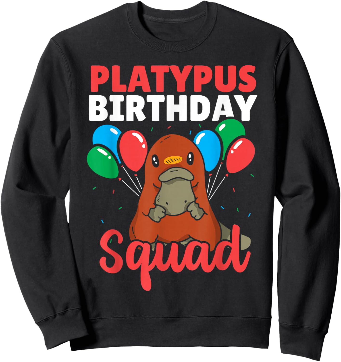 Platypus Birthday Squad - Kids Platypus Birthday Sweatshirt - Sweatshirt | Black