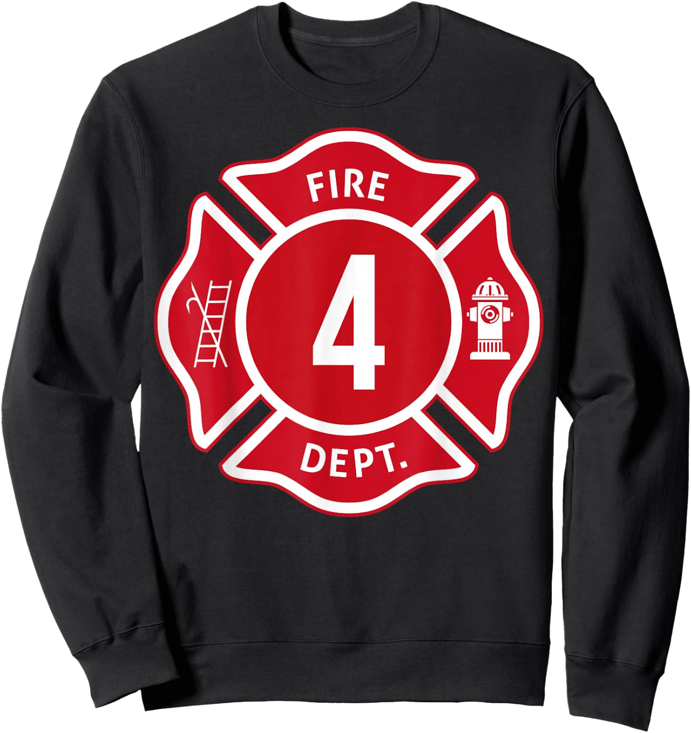 Kids Fire Truck 4th Birthday Boy Firefighter 4 Year Old Sweatshirt - Sweatshirt | Black