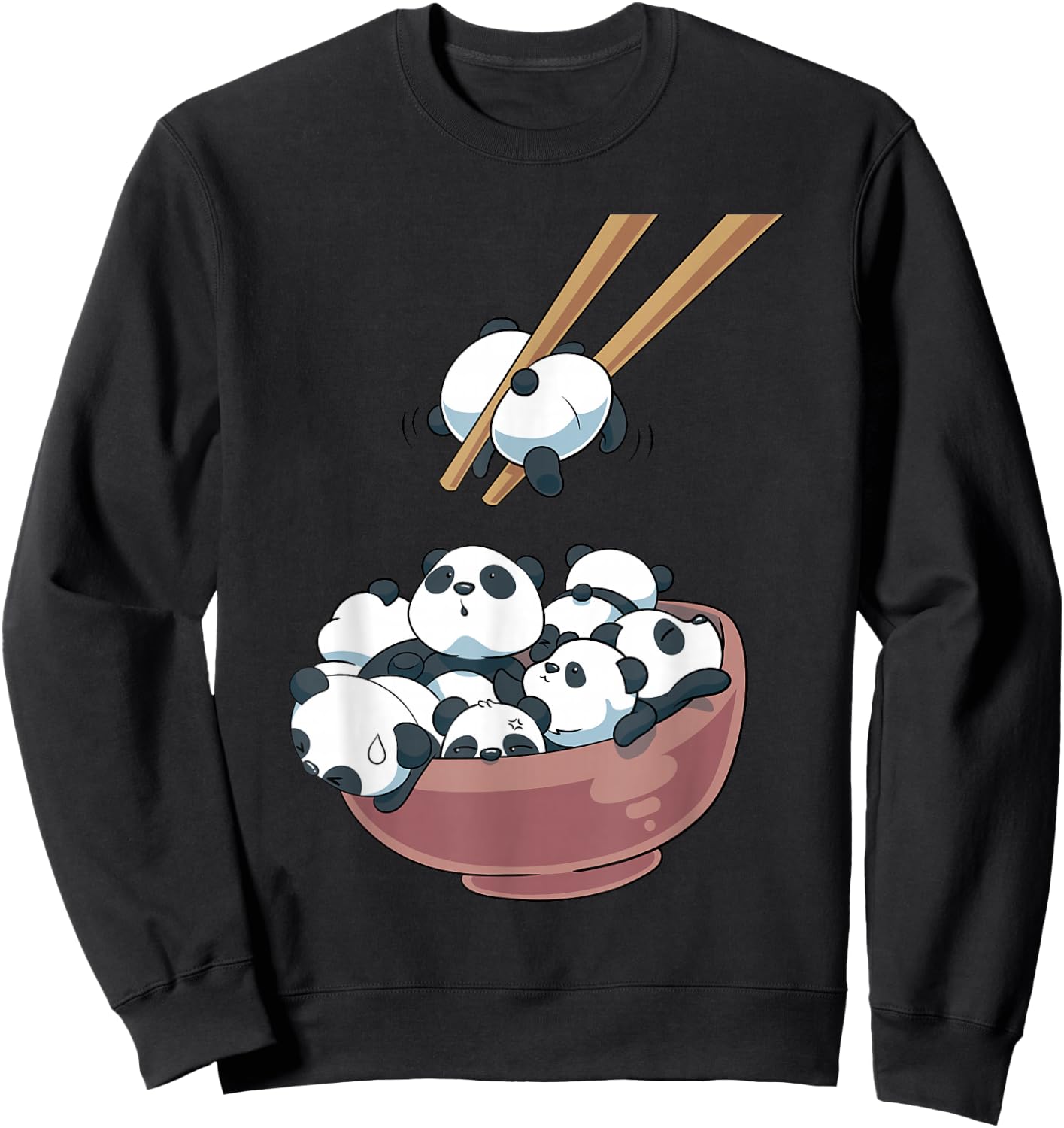 Japanese Panda Bears Ramen Noodle Bowl Sweatshirt - Sweatshirt | Black