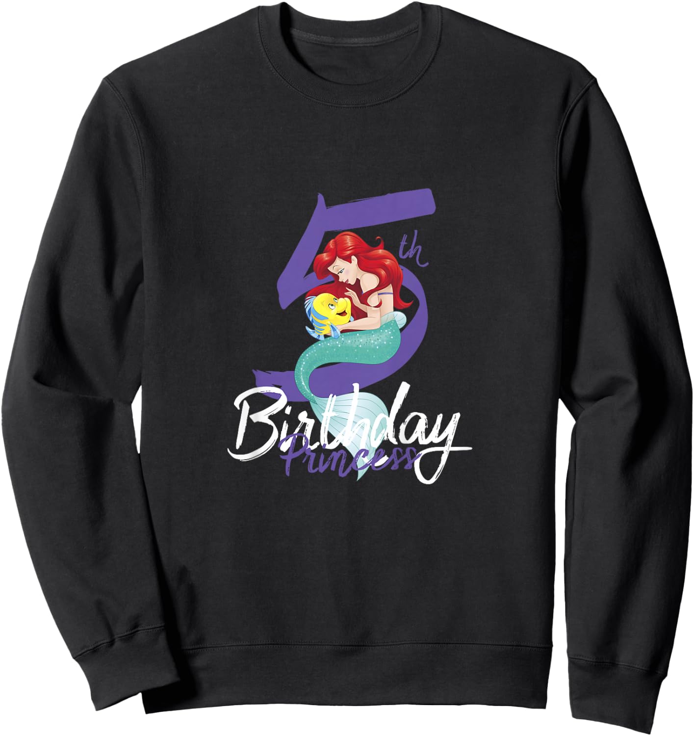 Kids Disney Princess Ariel The Little Mermaid 5th Birthday Sweatshirt - Sweatshirt | Black