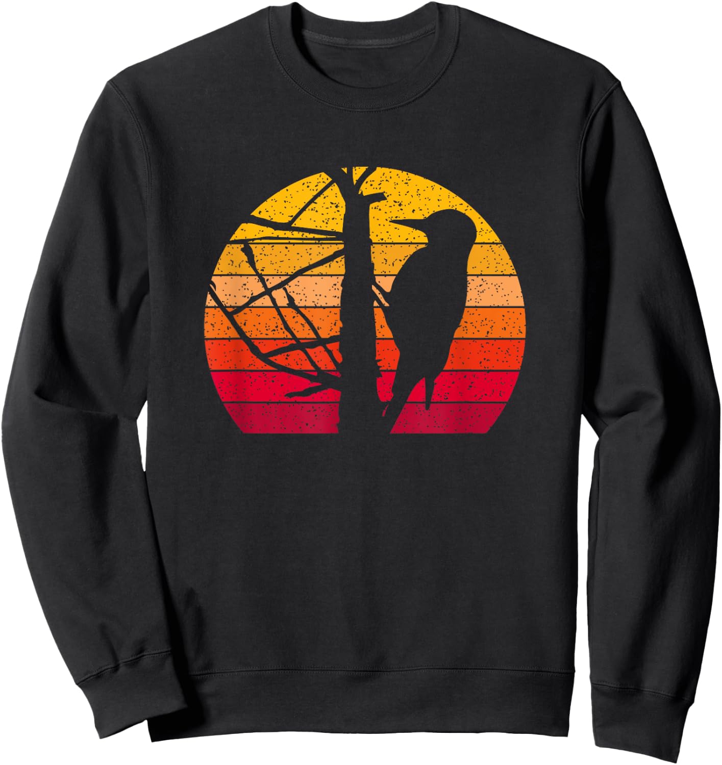 Woodpecker in a Tree Birdslover Retro Nature-Lover Sweatshirt - Sweatshirt | Black