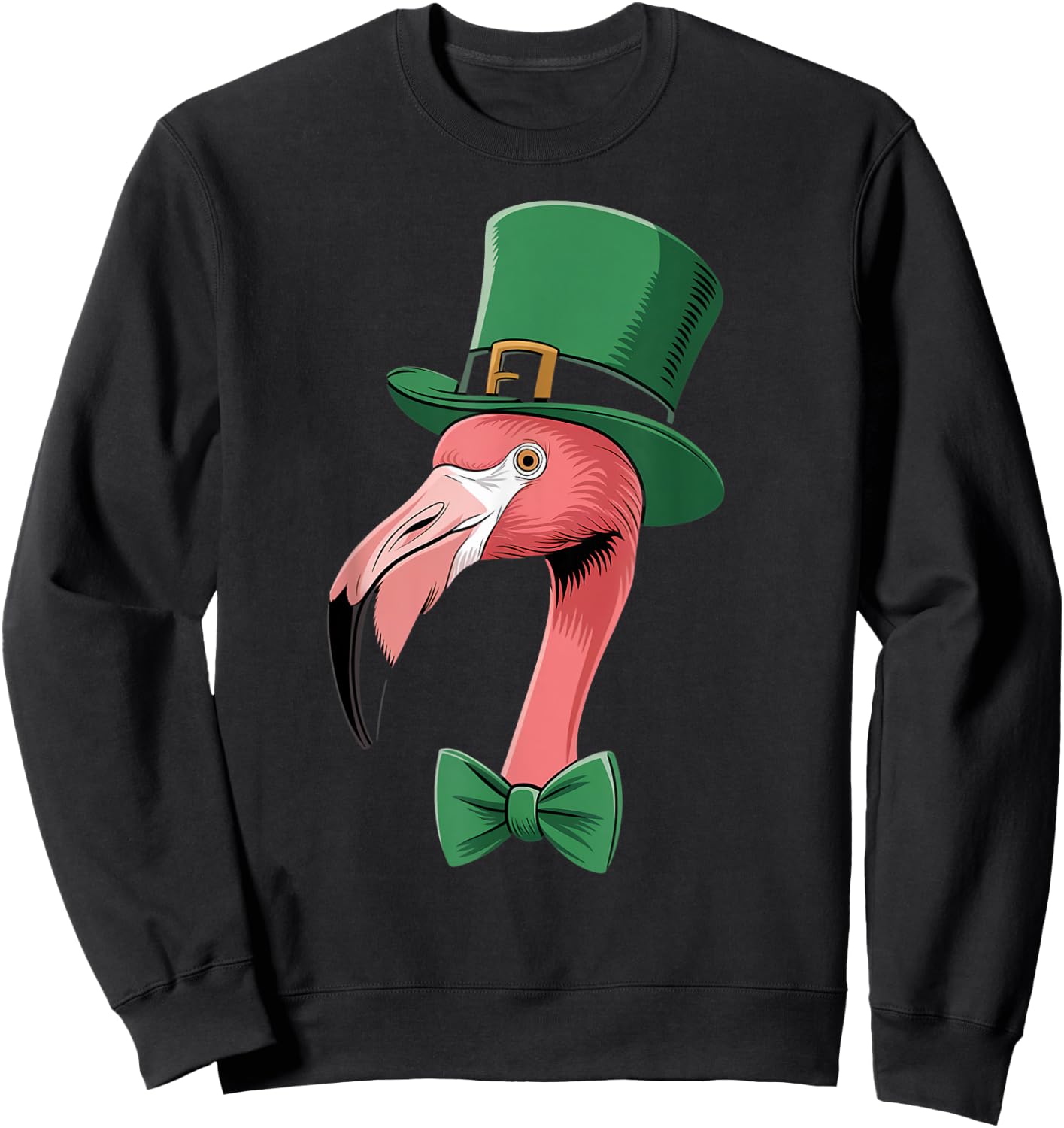 Green Flamingo shamrock on St Patricks Day Flamingo Sweatshirt - Sweatshirt | Black