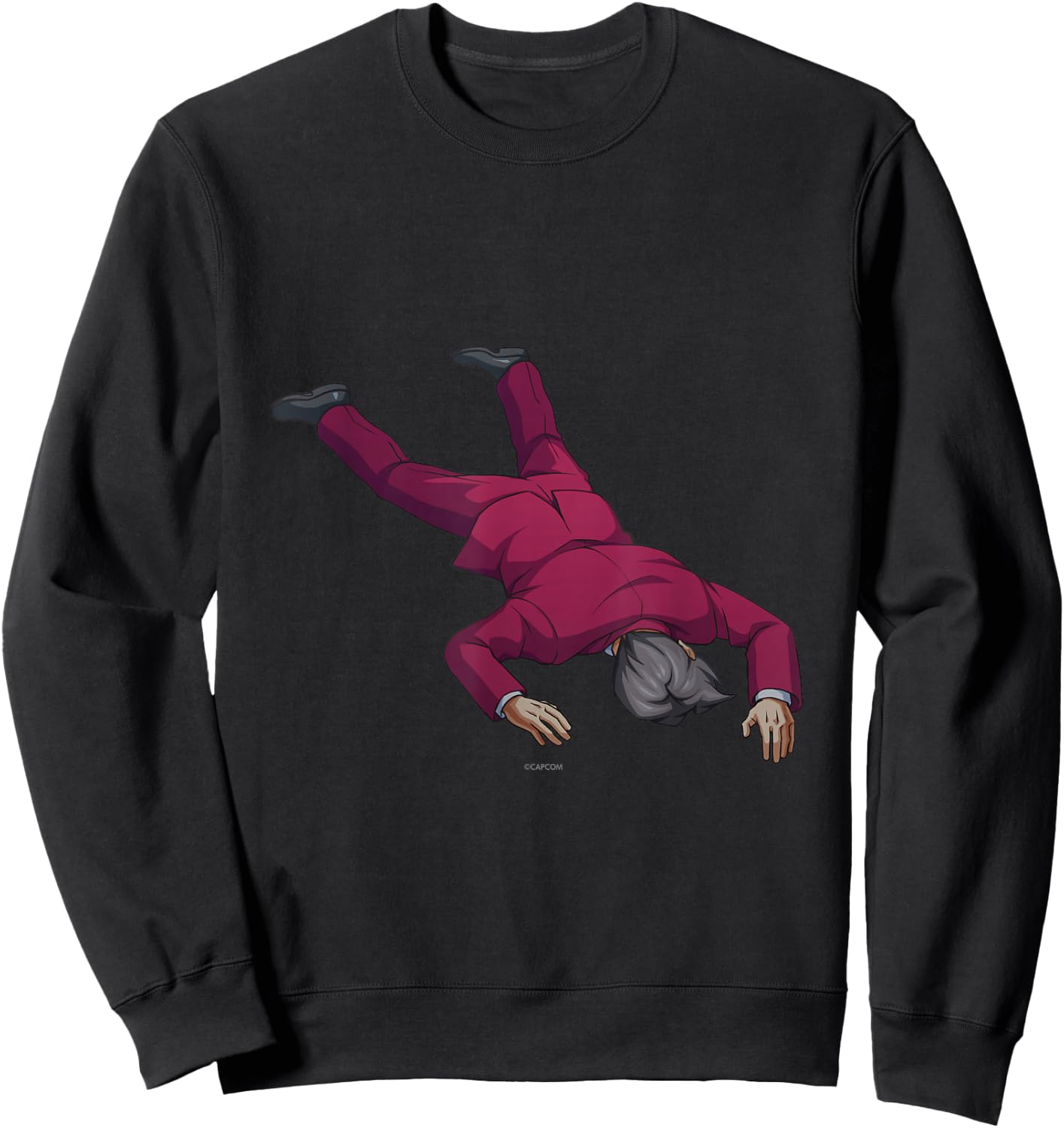Ace Attorney Investigations Collection Faceplant Edgeworth , Black, S Sweatshirt - Sweatshirt | Black