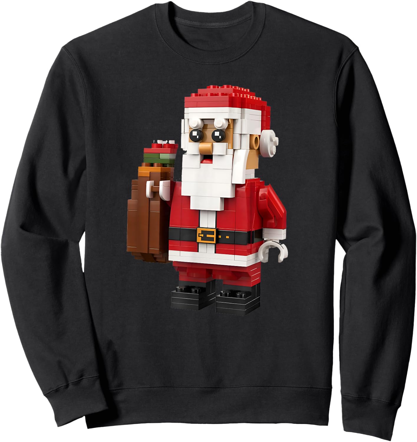 Christmas Builder Block Brick Building Santa Face Kids Boys Sweatshirt - Sweatshirt | Black