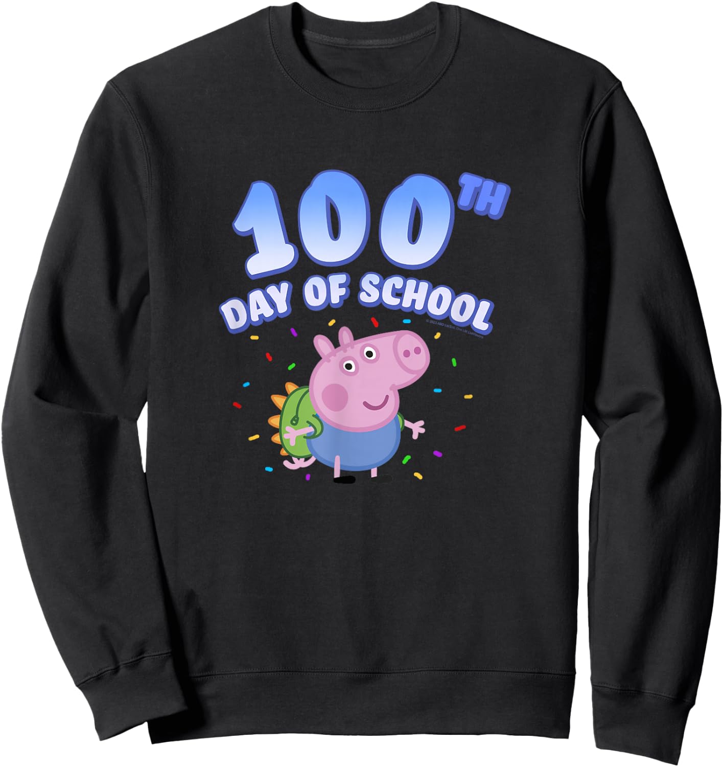 Peppa Pig George Pig 100th Day Of School Fun Confetti Pose Sweatshirt - Sweatshirt | Black
