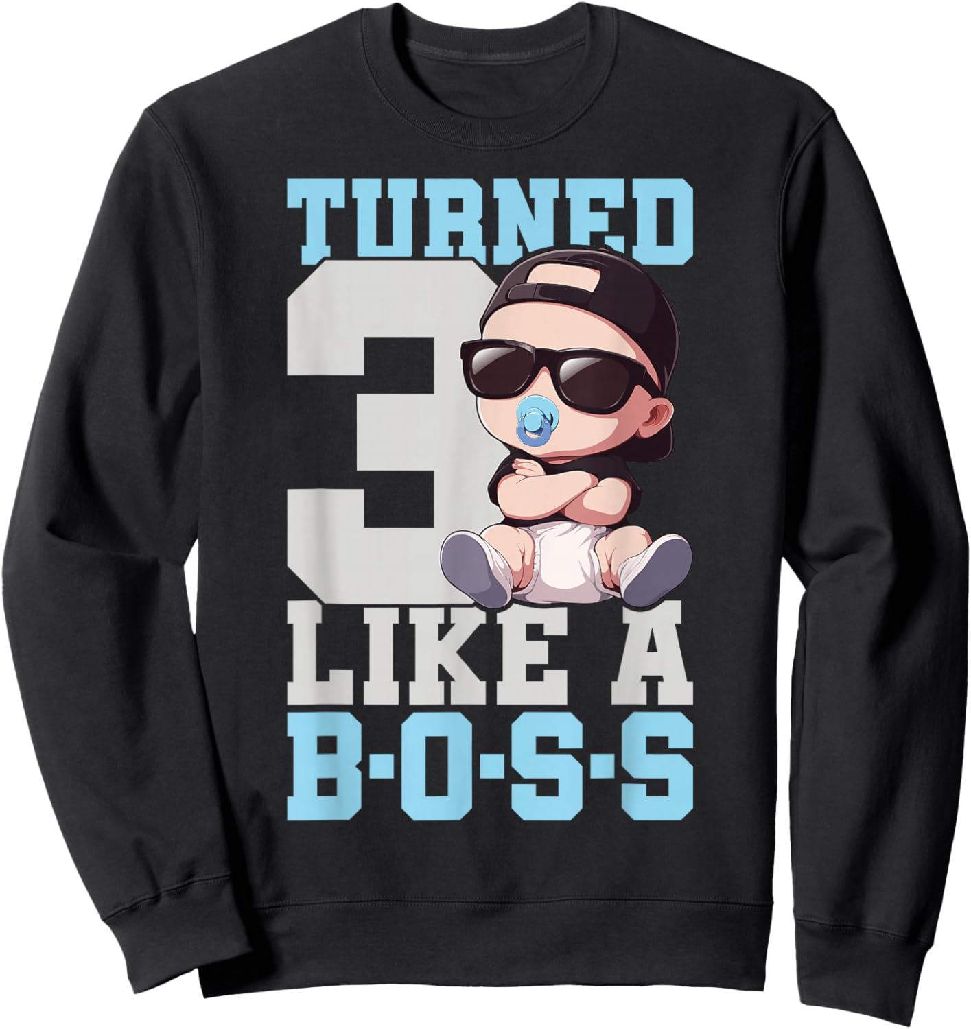 Baby 3rd Birthday Boy Girl 3 Years Like a Boss Kids Sweatshirt - Sweatshirt | Black