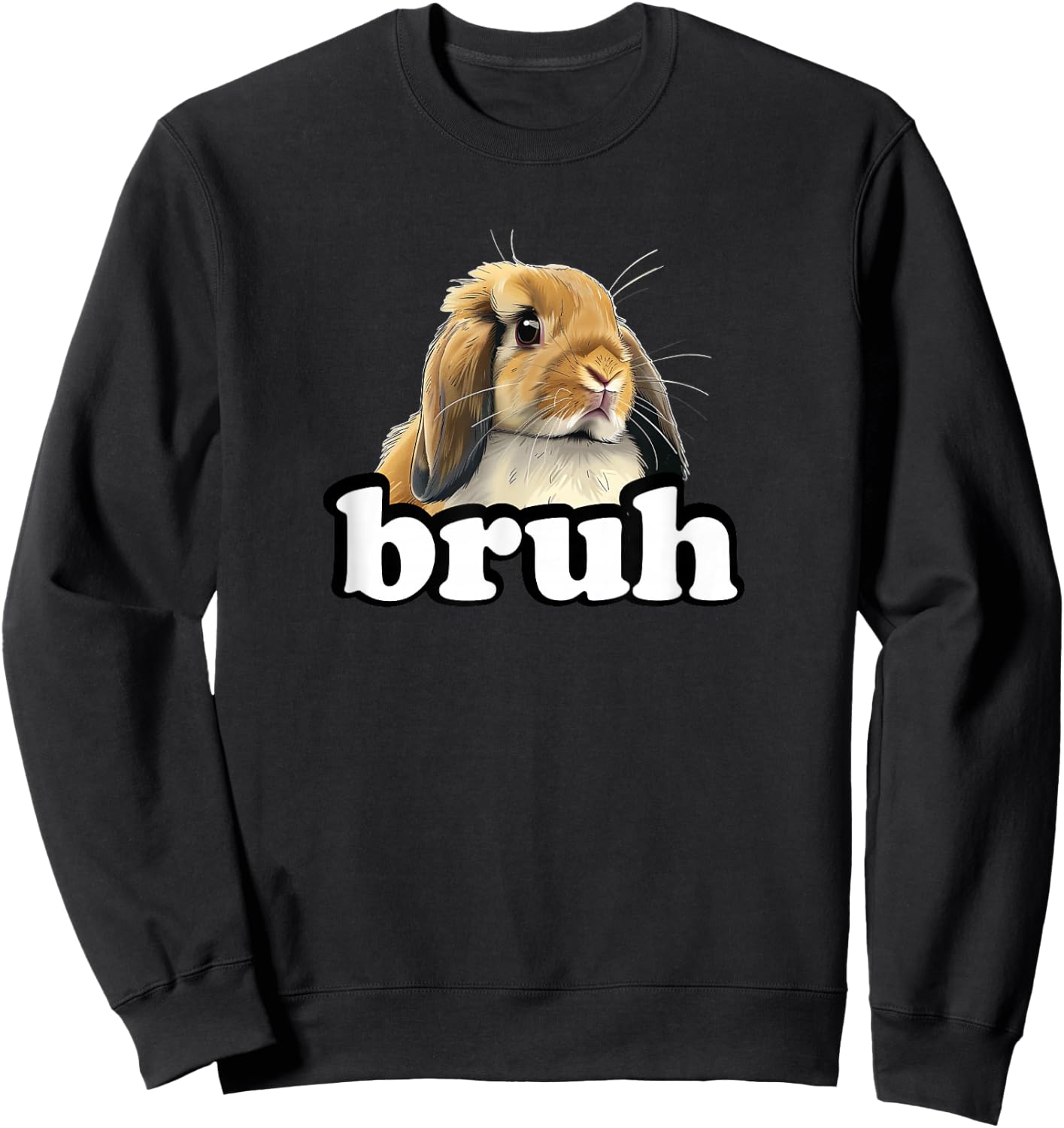 Kids Boys Girls Bruh Mini Holland Lop Bunny Rabbit Lover Sweatshirt - Sweatshirt | Black