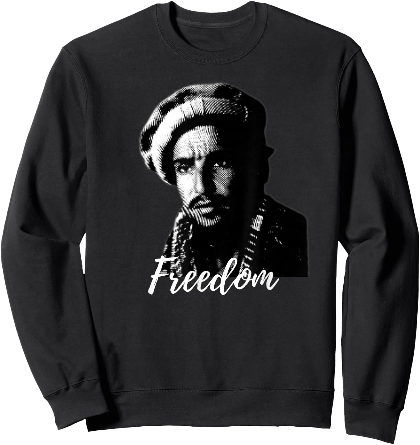 Free Afghanistan Freedom Fighter Massoud Afghan Design Sweatshirt - Sweatshirt | Black