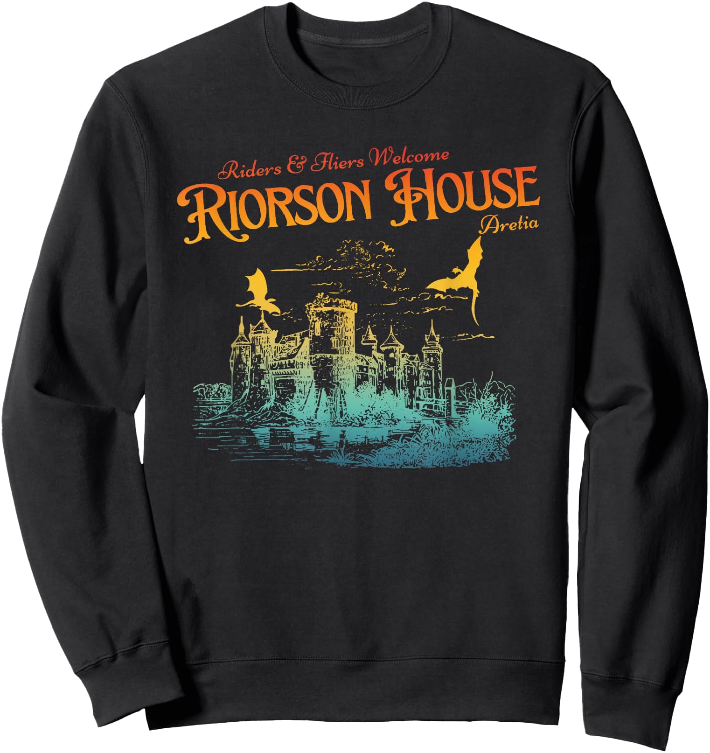 Riders & Fliers Welcome Riorson House Aretia Apparel , Small, Black Sweatshirt - Sweatshirt | Black