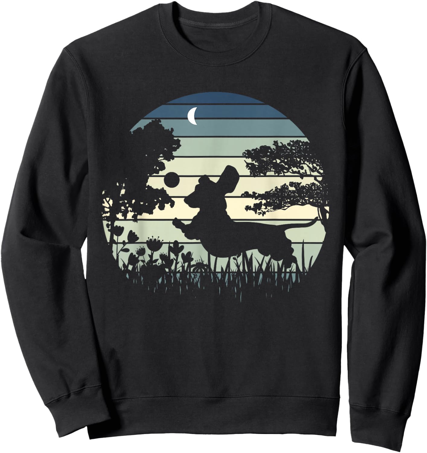 Dachshund Wiener Dog Sunset Garden Nature Lover Sweatshirt - Sweatshirt | Black