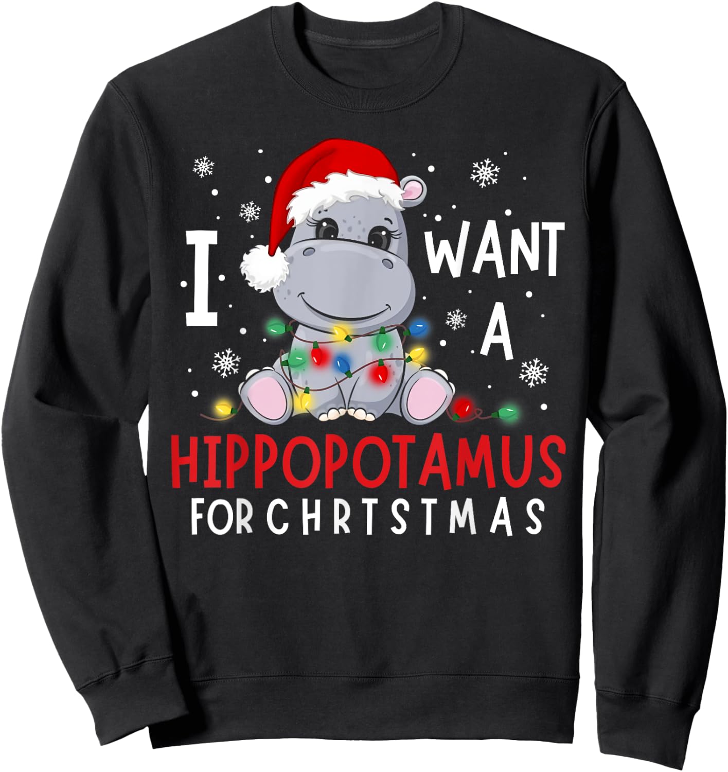 I Want A Hippopotamus For Christmas Xmas Hippo for Kid Women Sweatshirt - Sweatshirt | Black