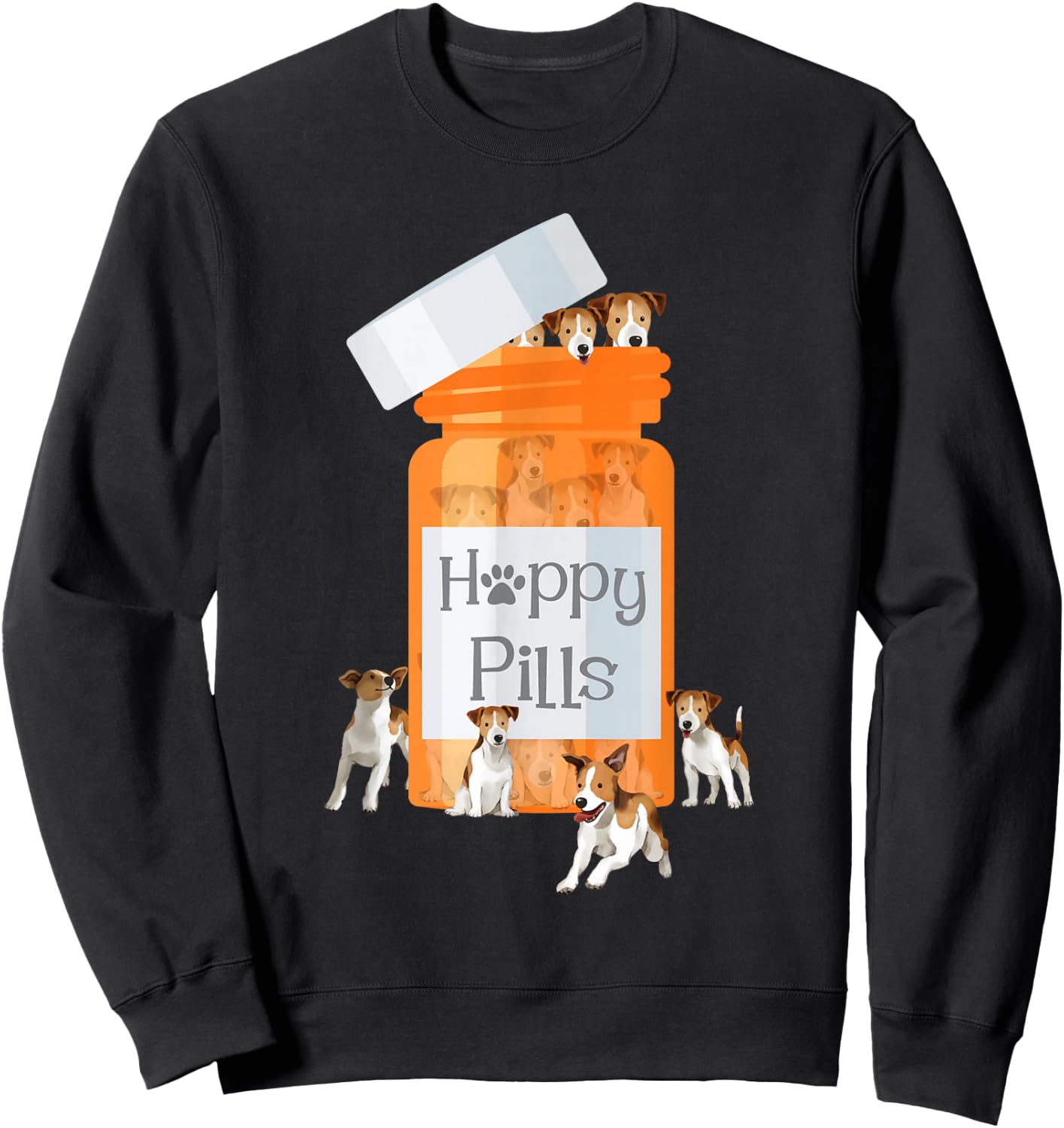 Happy Pills - Jack Russell Terrier Dog Lover Pet Owner Sweatshirt - Sweatshirt | Black