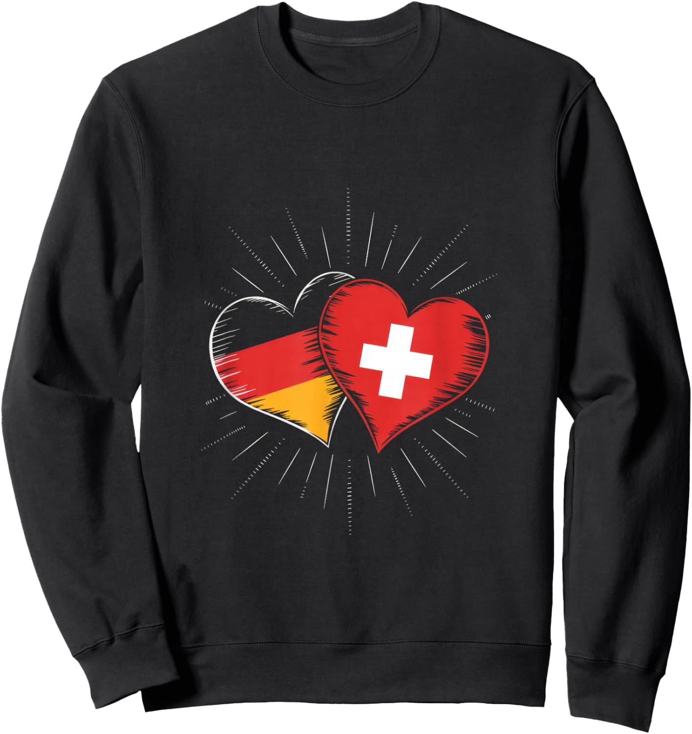 Deutschland Schweiz Freundschaft Herz Flagge Sweatshirt - Sweatshirt | Black
