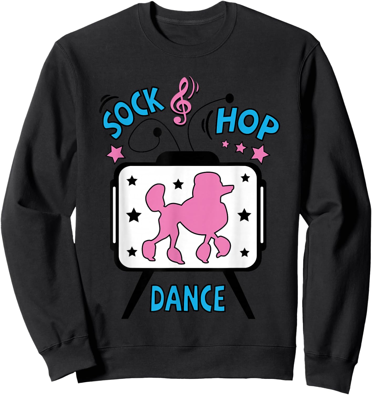 1950s Sock Hop Dance Poodle 50s Costume Rockabilly Pink Sweatshirt - Sweatshirt | Black