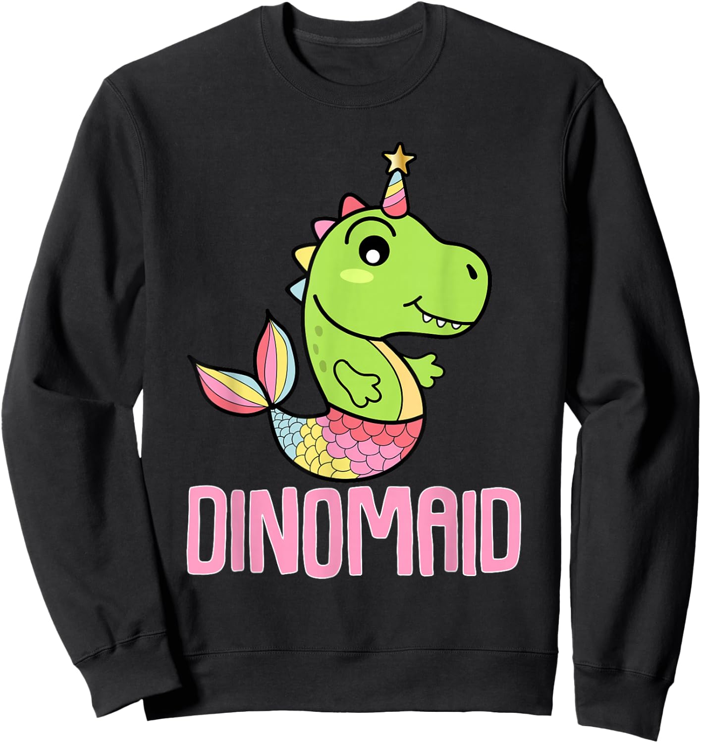 Dinosaur Mermaid Dinomaid Dino Puns Sweatshirt - Sweatshirt | Black