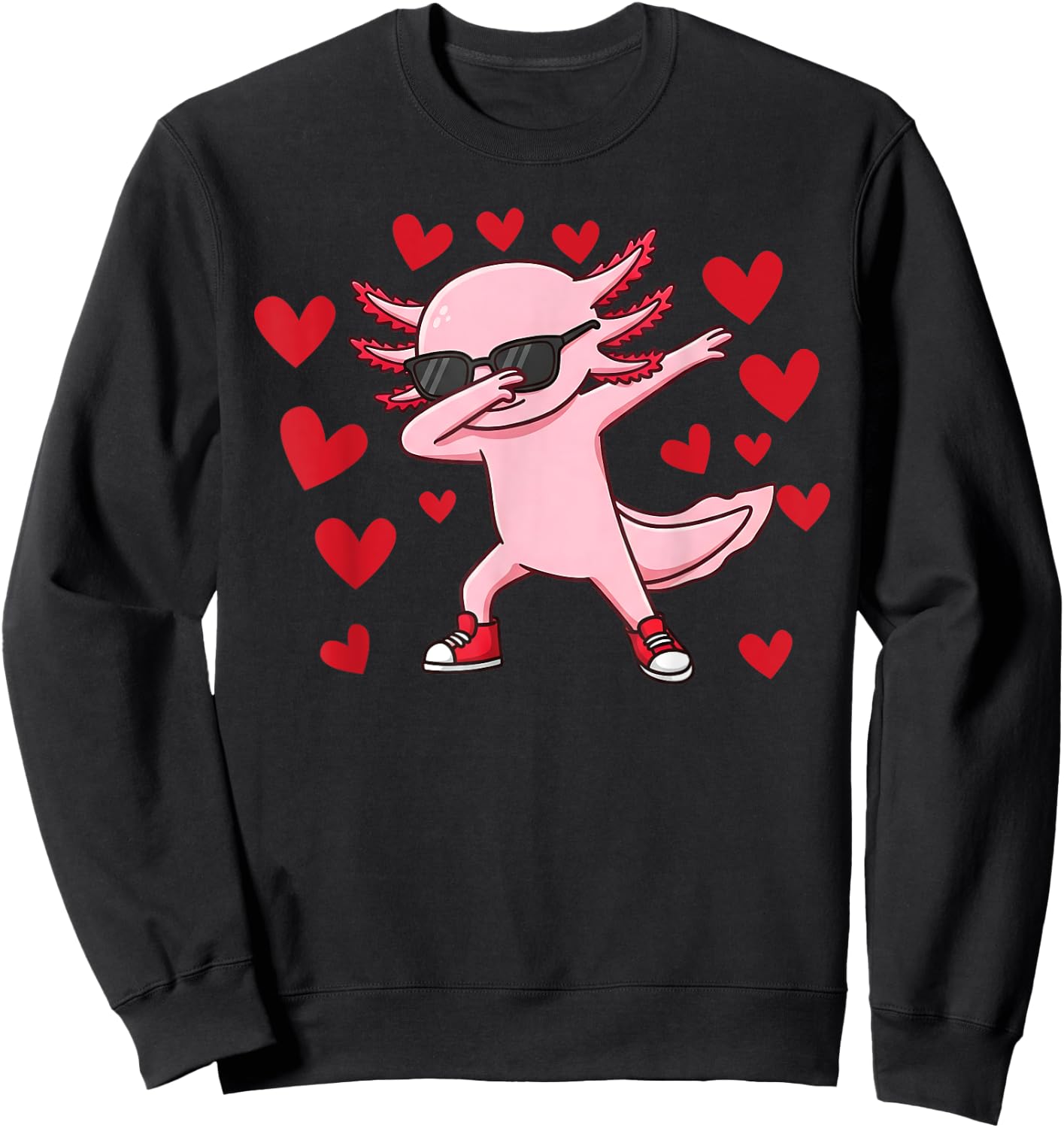 Dabbing Axolotl Girls Boys Kids dab Axolotl Sweatshirt - Sweatshirt | Black