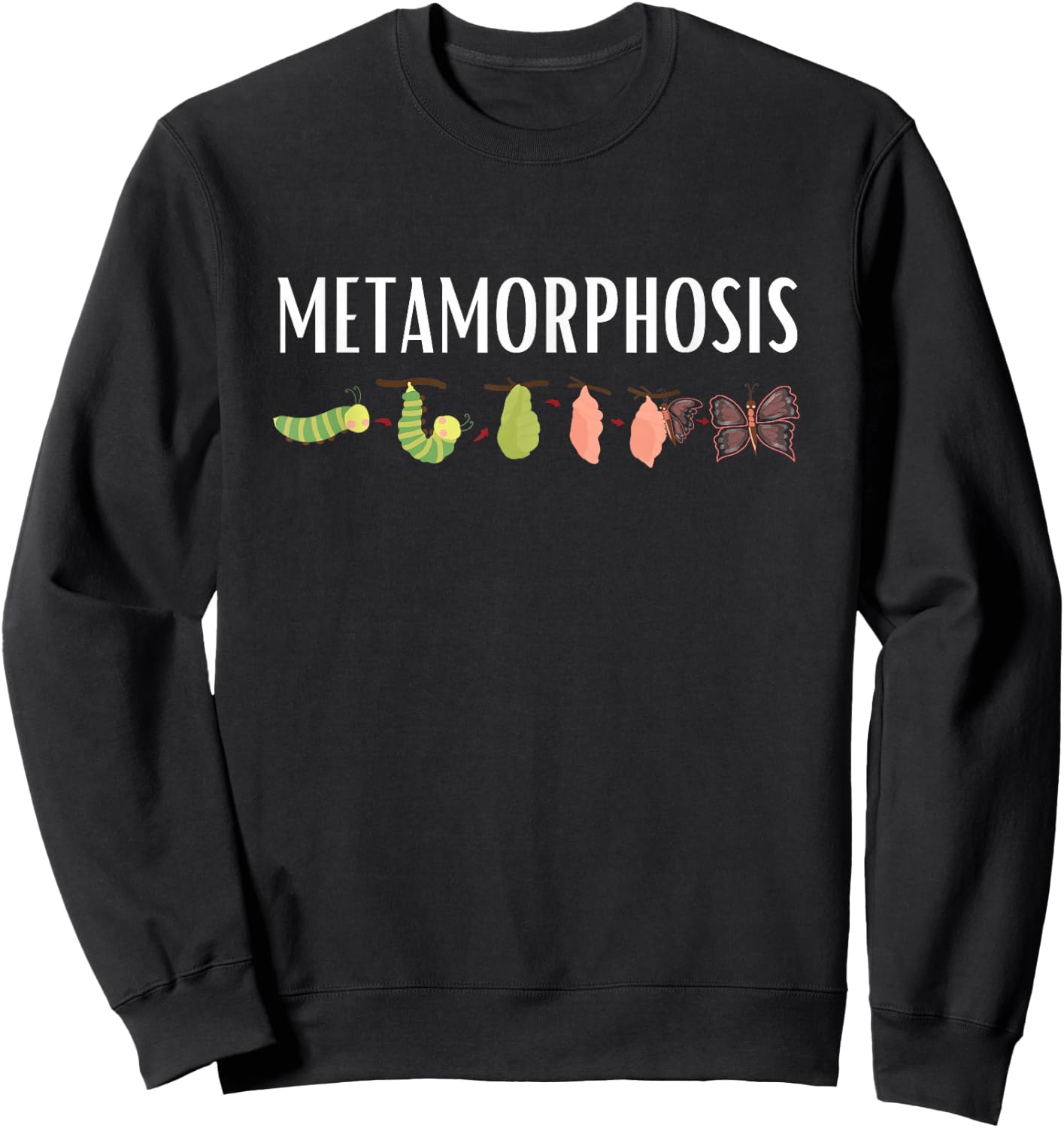 Funny Caterpillar Lifecycle Metamorphosis Monarch Butterfly Sweatshirt - Sweatshirt | Black