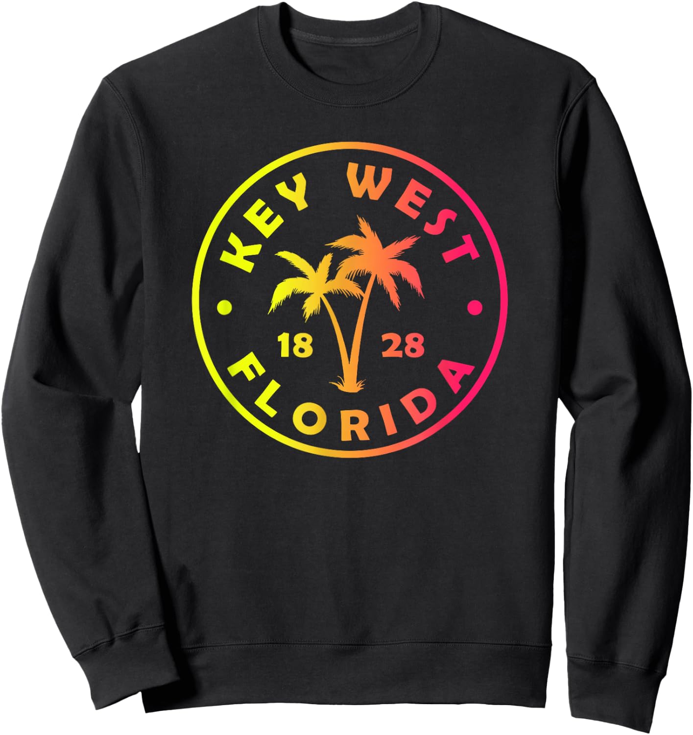 Key West Florida Colorful Palm Tree Tie Dye Boys Girls Sweatshirt - Sweatshirt | Black