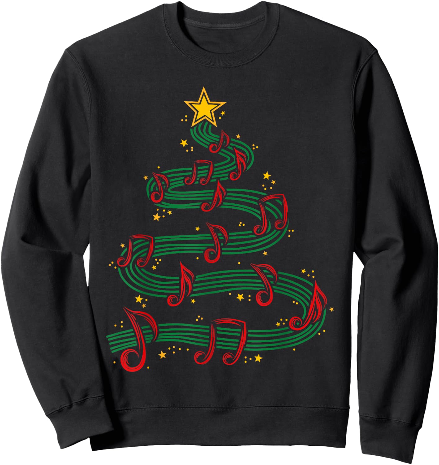 Christmas Tree Musical Notes Song Musician Sing Carols Music Sweatshirt - Sweatshirt | Black