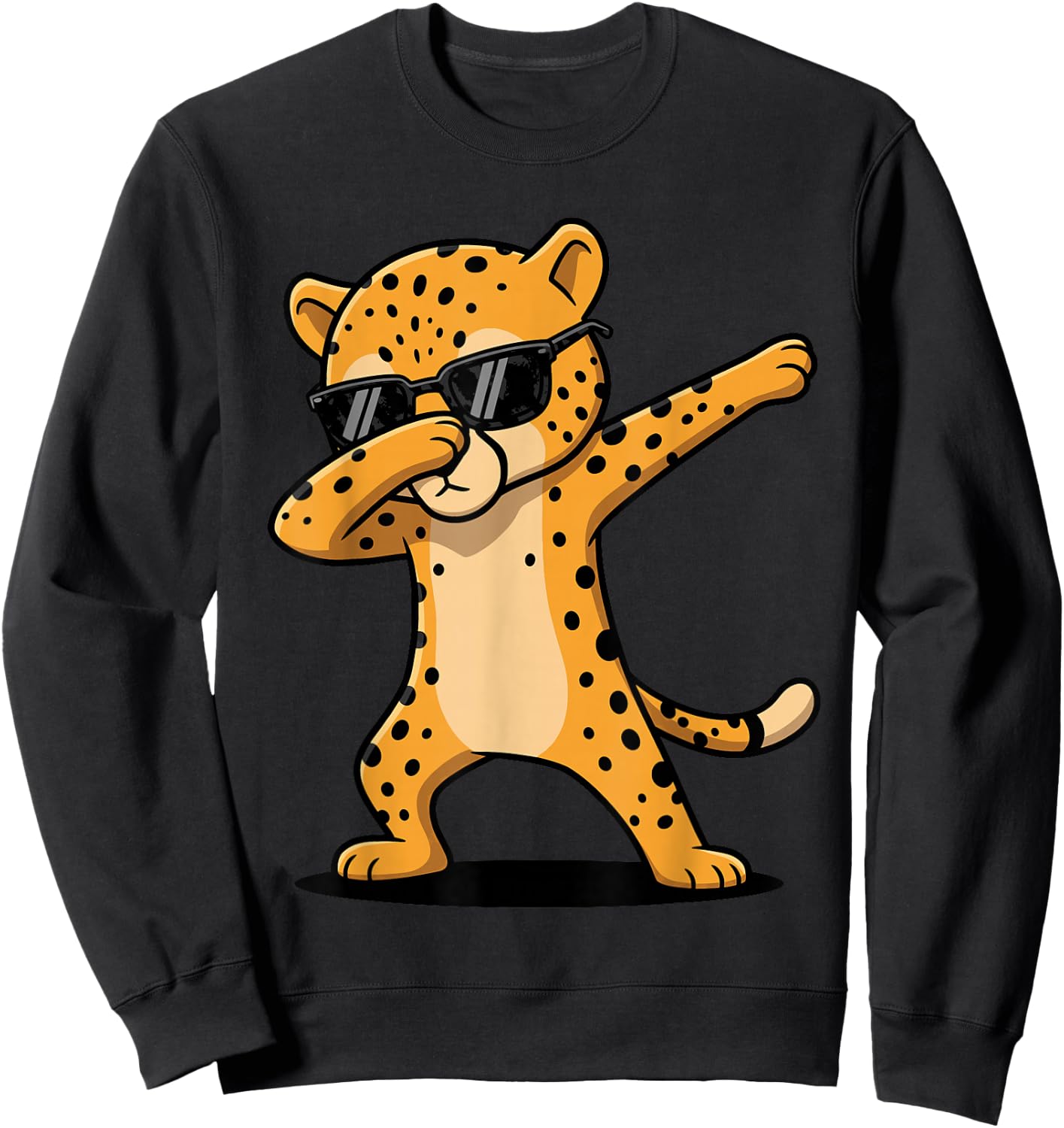 Funny Dabbing Cheetah Shirt Boys Animal Print Cheetah Sweatshirt - Sweatshirt | Black