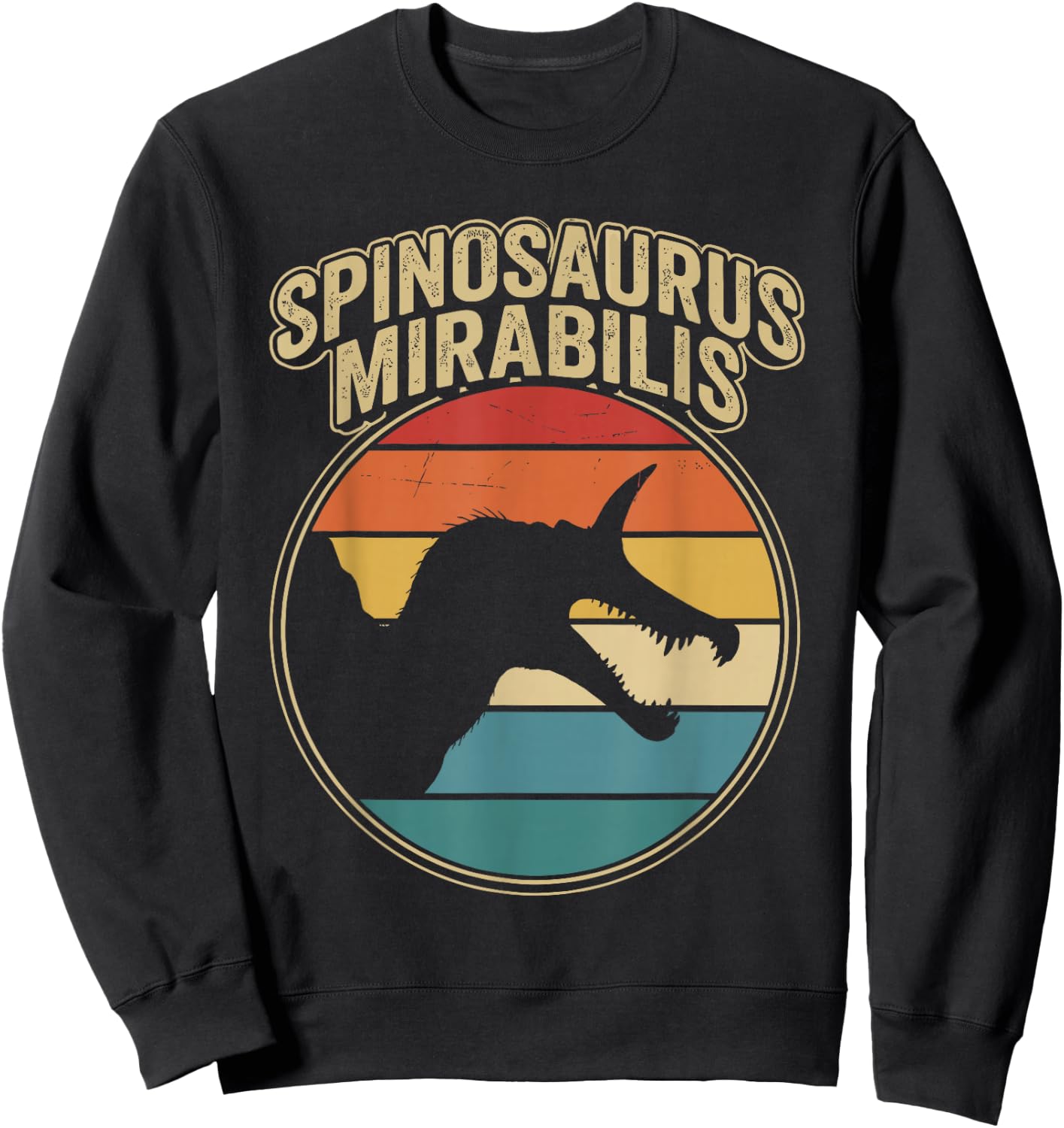 Vintage Spinosaurus Mirabilis Roaring Prehistoric Dinosaur Sweatshirt - Sweatshirt | Black