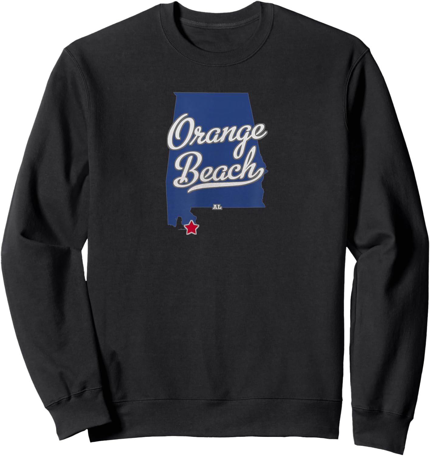 Orange Beach Alabama AL Map Sweatshirt - Sweatshirt | Black