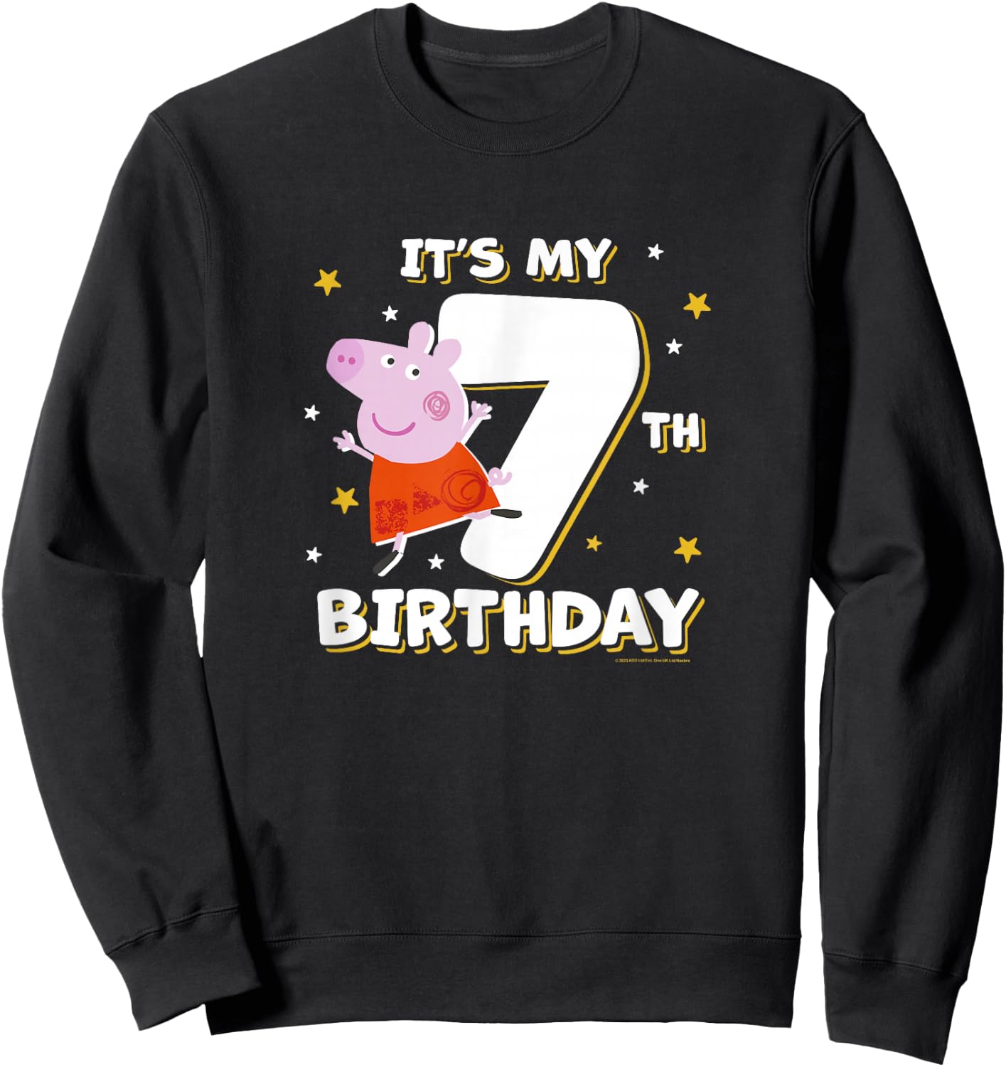 Peppa Pig It's My 7th Birthday Holiday Stars Celebration Sweatshirt - Sweatshirt | Black