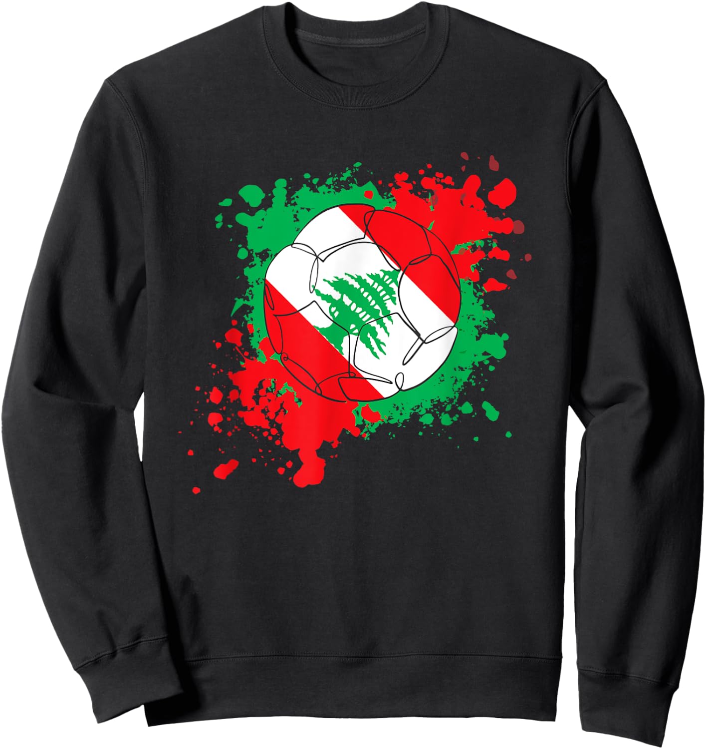 Soccer Ball With The Flag Of Lebanon Sweatshirt - Sweatshirt | Black