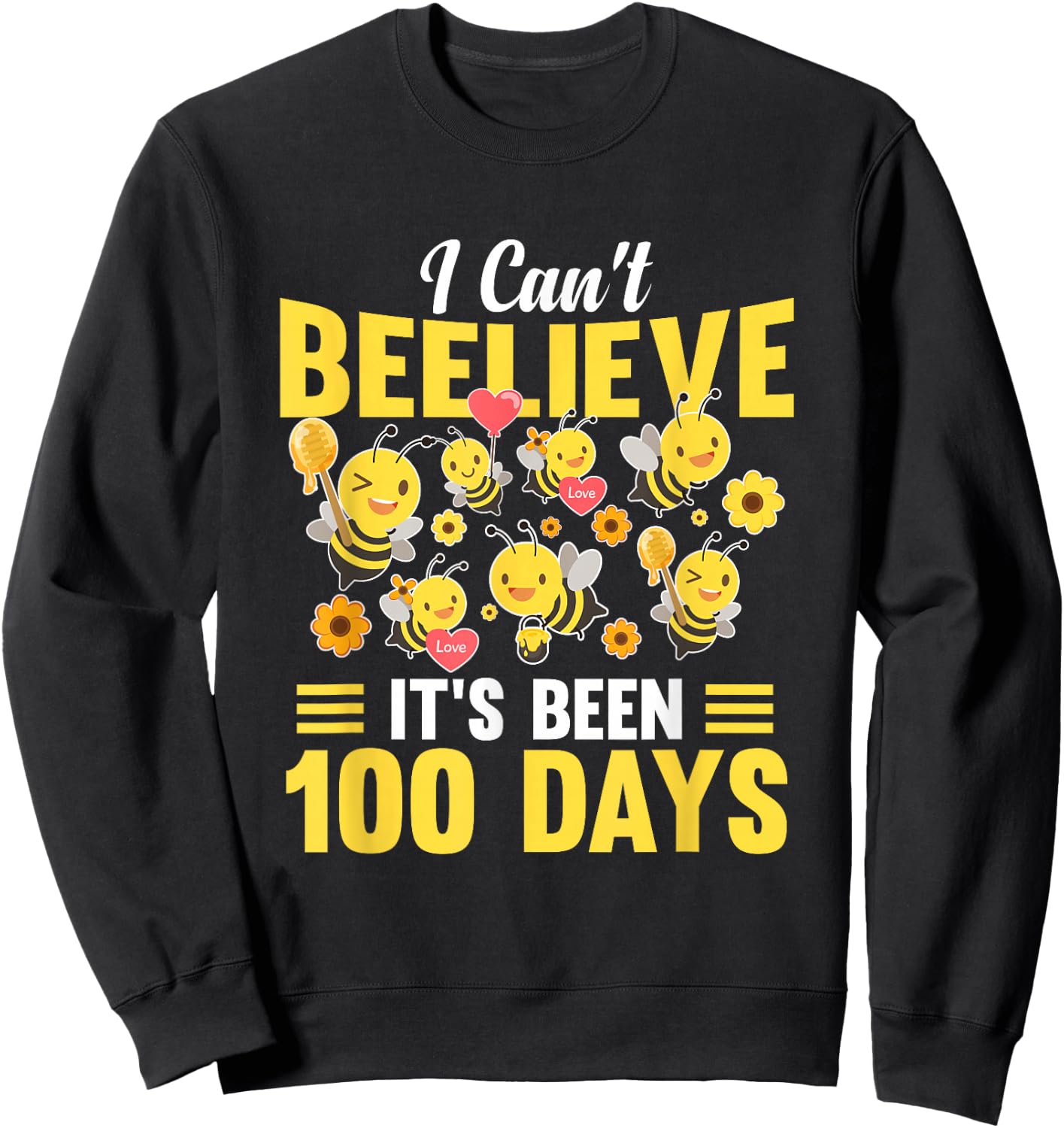 100th Day Of School 100 Days Smarter Learn Boys Girls Bees Sweatshirt - Sweatshirt | Black