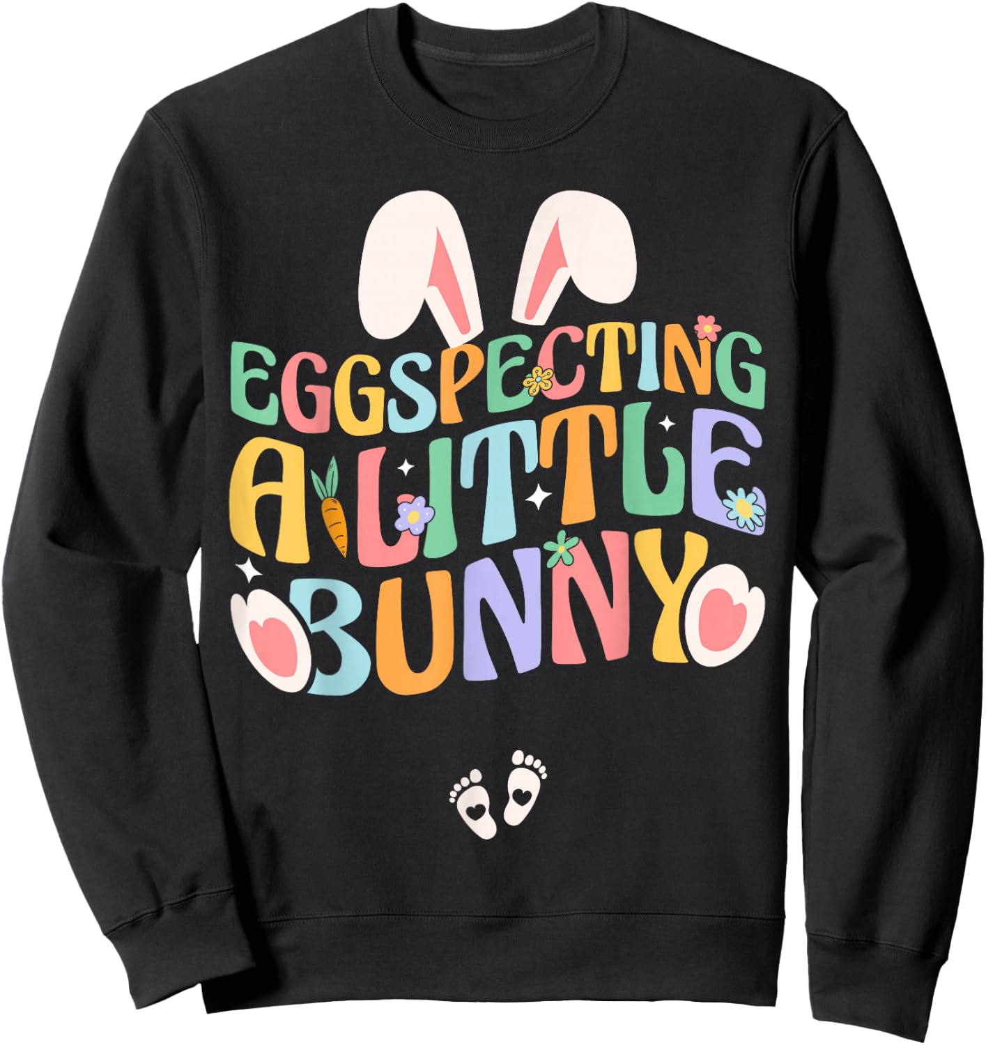Easter Pregnancy Announcement Eggspecting A Little Bunny Sweatshirt - Sweatshirt | Black