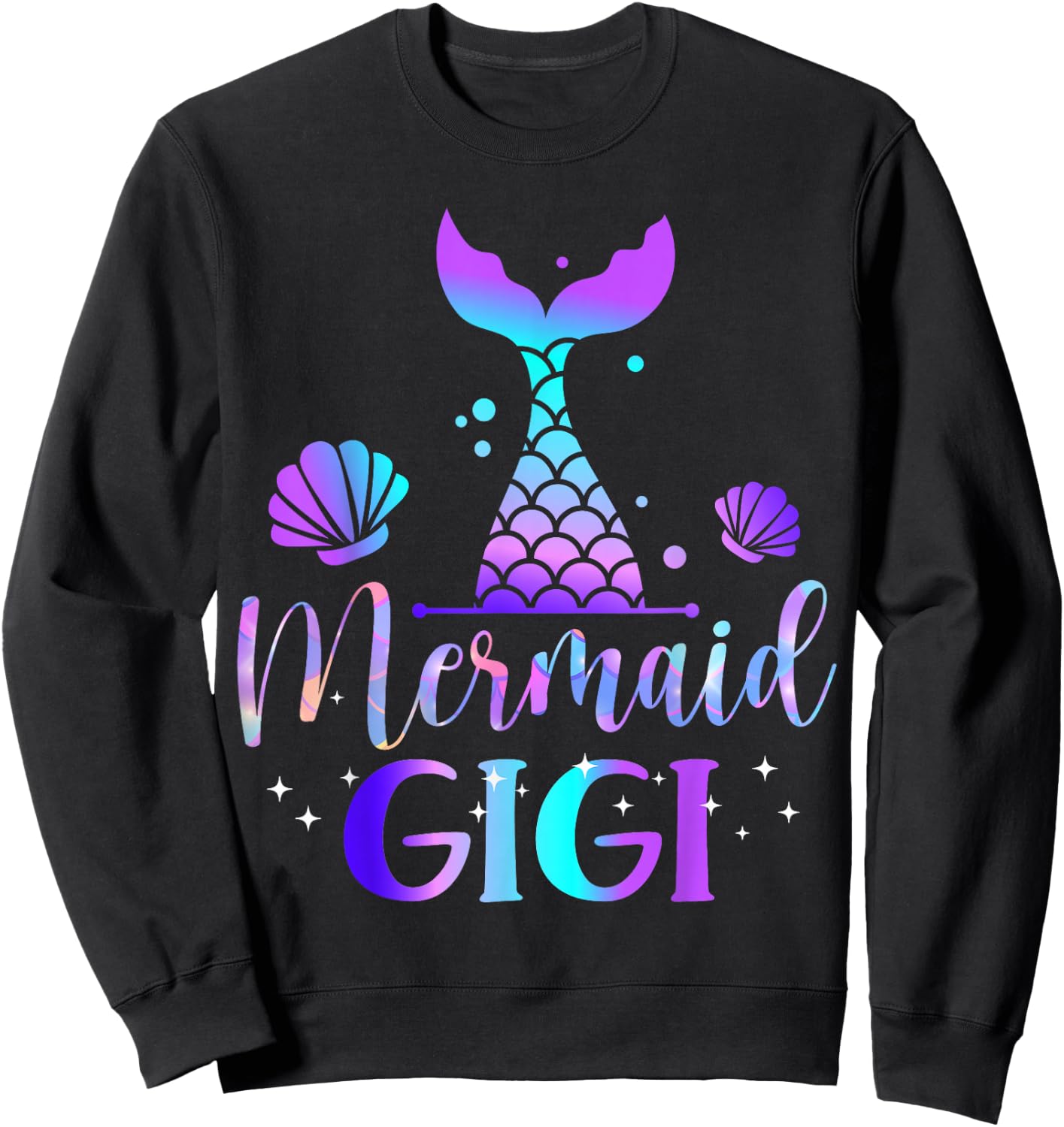 Mermaid Gigi of The Birthday Mermaid Birthday Crew Family Sweatshirt - Sweatshirt | Black