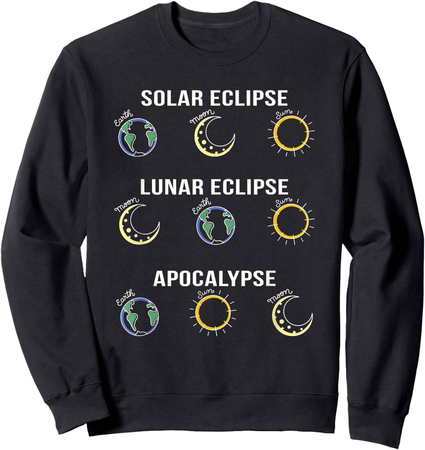 Solar Eclipse Moon Eclipse Apocalypse Astronomy Funny Sweatshirt - Sweatshirt | Black