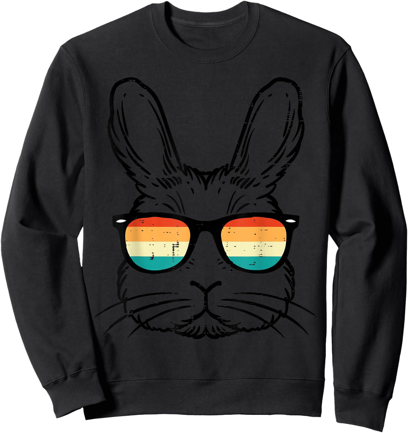 Easter Bunny Face Sunglasses Retro Rabbit Men Boy Kids Youth Sweatshirt - Sweatshirt | Black