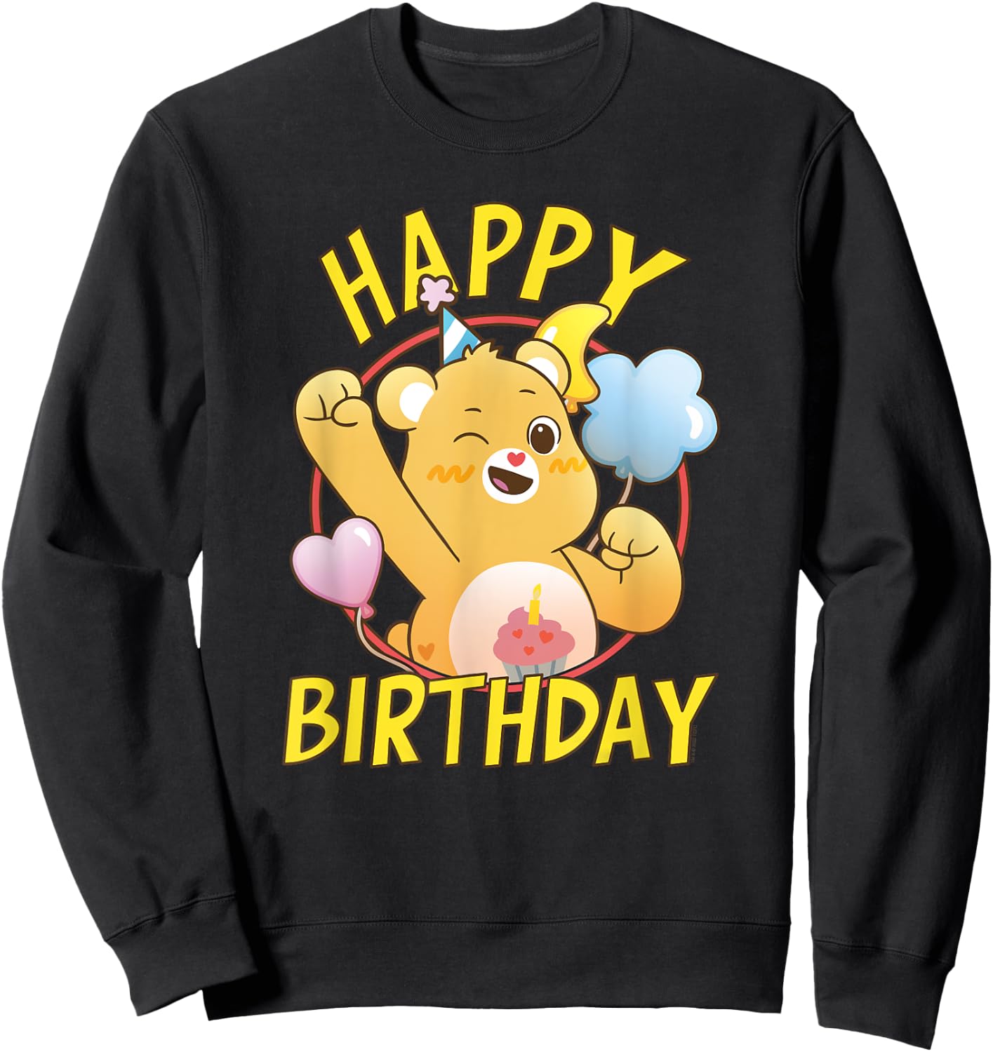 Care Bears Happy Birthday Vintage Birthday Bear Portrait Sweatshirt - Sweatshirt | Black