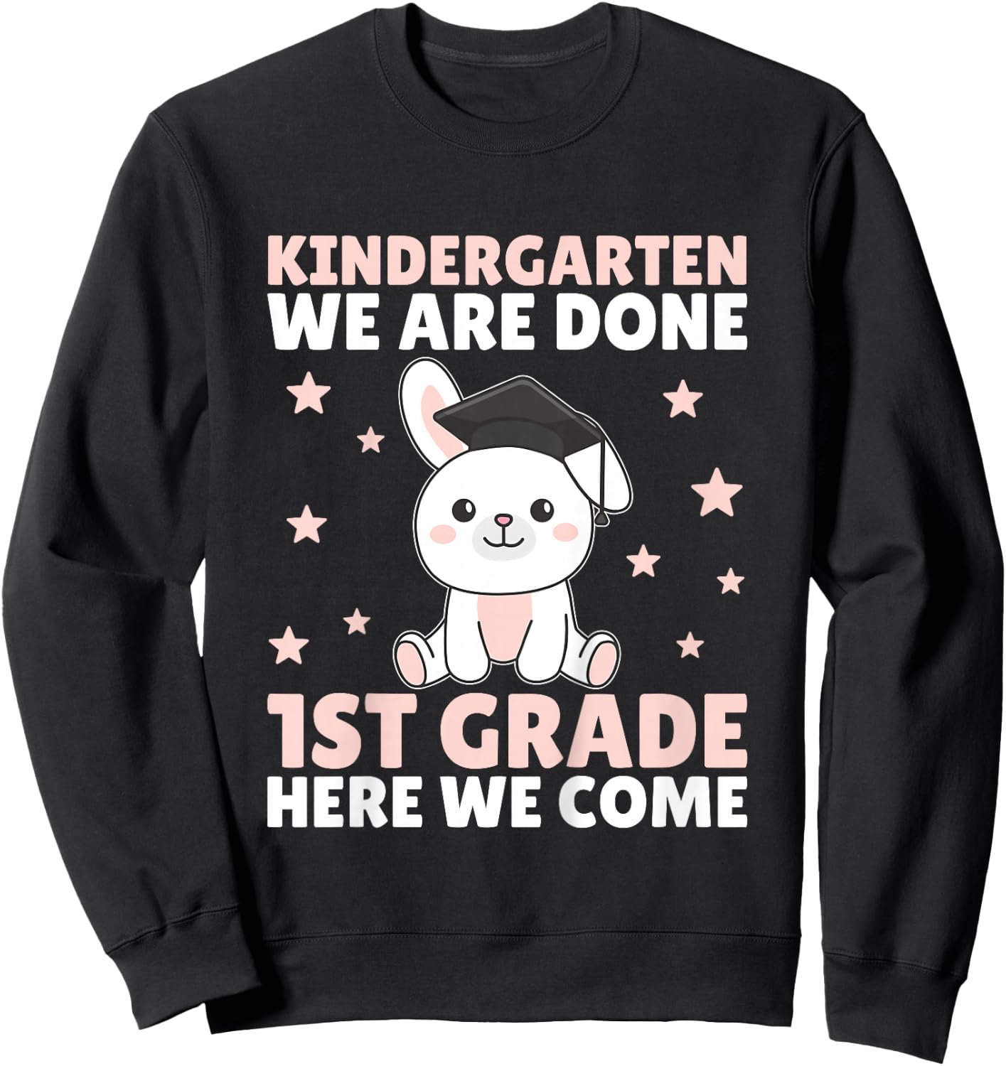 Kids Kids Kindergarten Graduate Bunny Graduation Sweatshirt - Sweatshirt | Black
