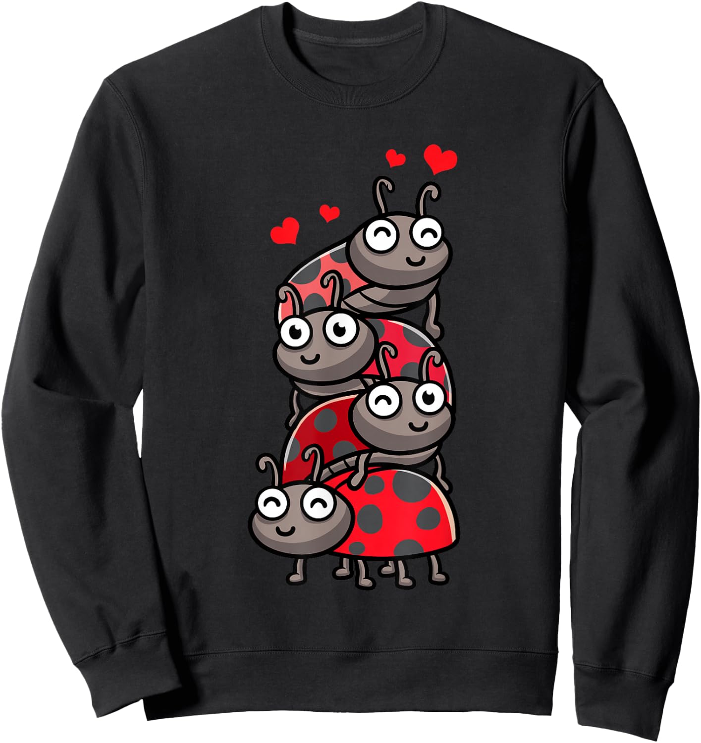 Ladybug with Hearts Bug Lover Small Sweatshirt - Sweatshirt | Black