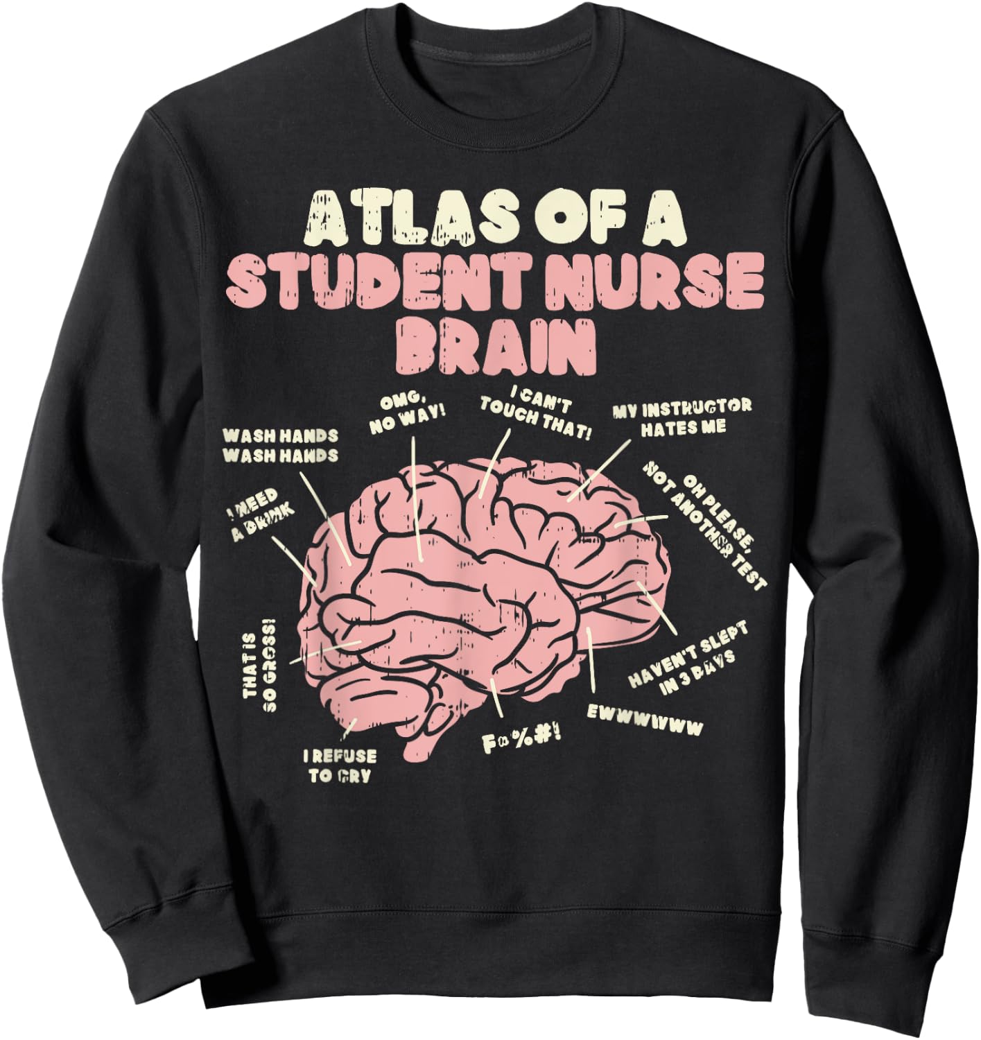 Atlas Of Student Nurse Brain Funny Nursing School Women Gift Sweatshirt - Sweatshirt | Black