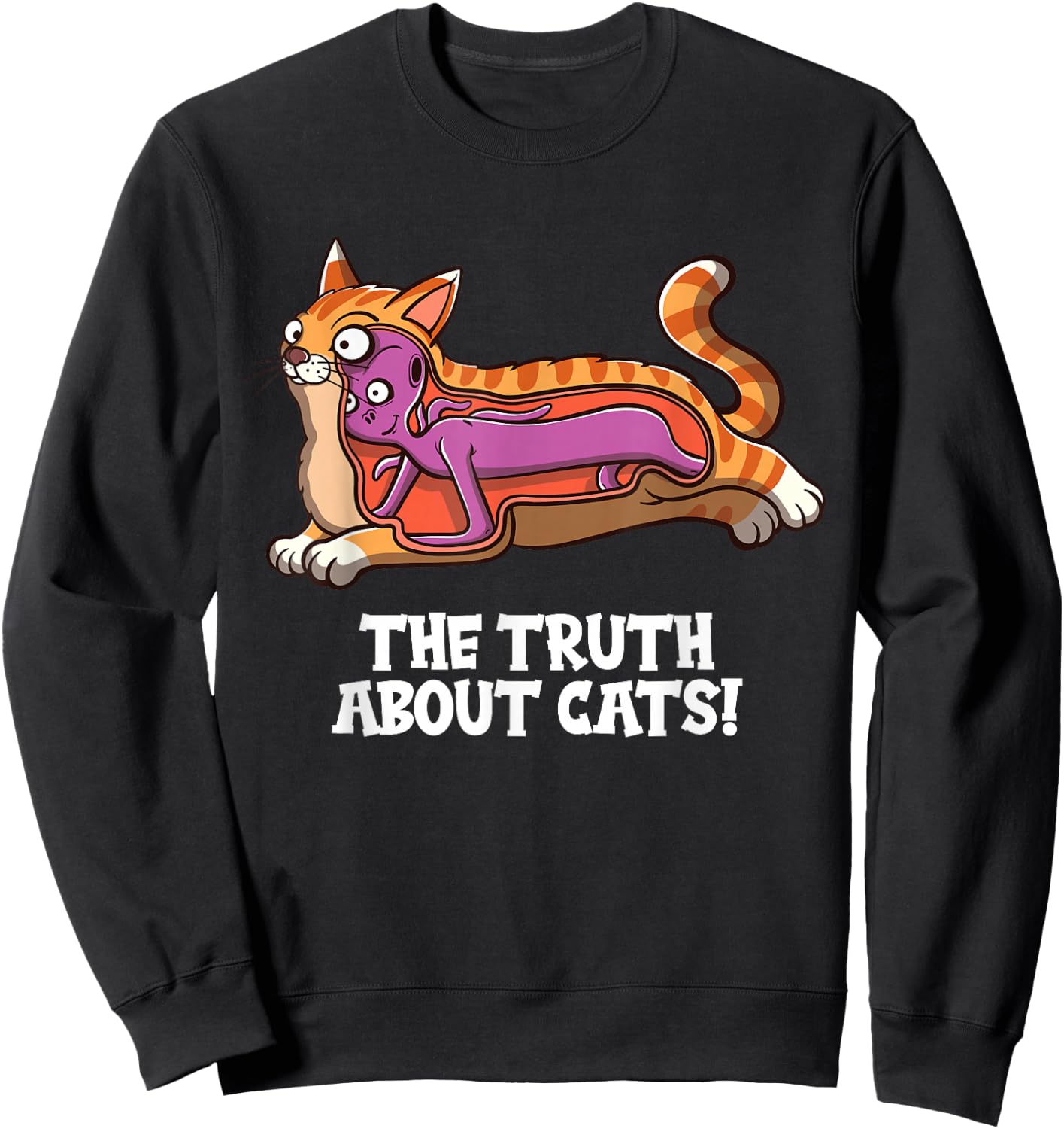 Cats Alien Funny Cat Sweatshirt - Sweatshirt | Black