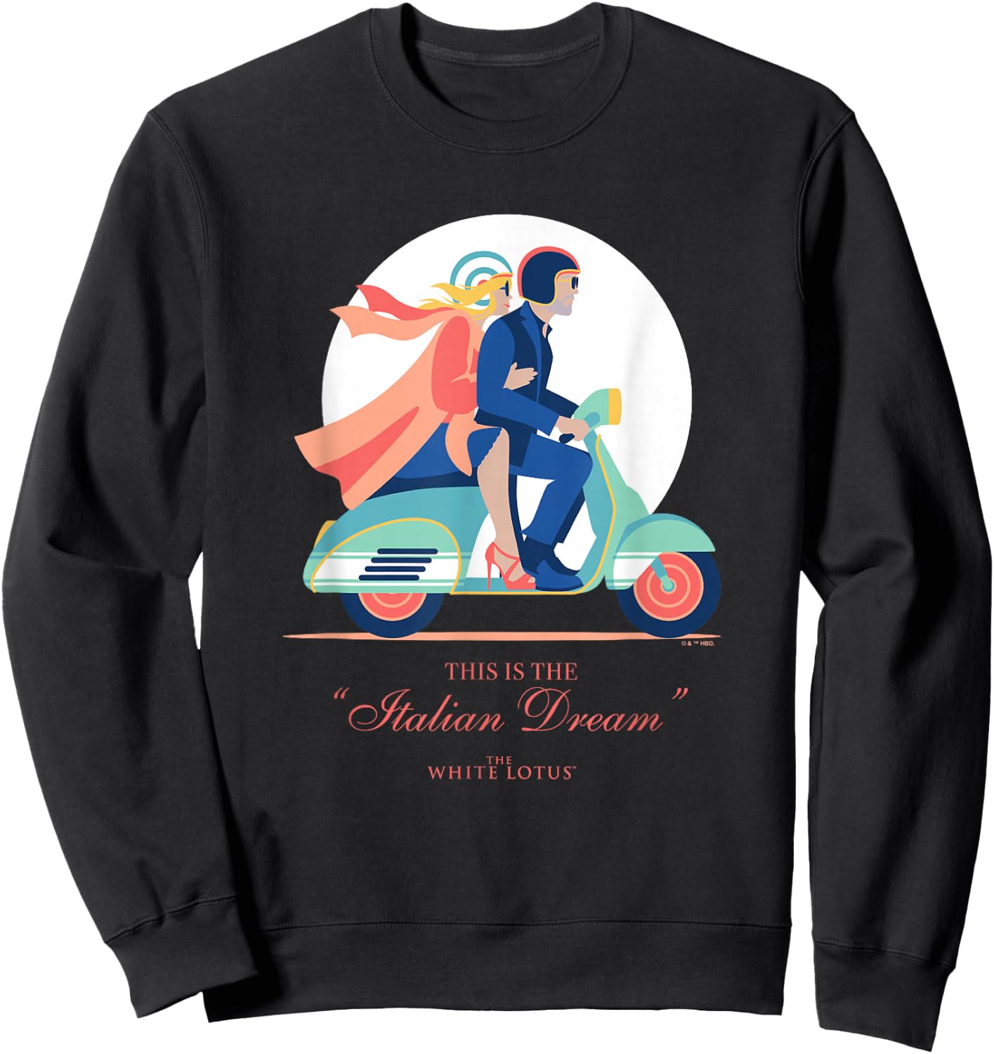 The White Lotus Tanya Italian Dream Scooter Vintage Logo Sweatshirt - Sweatshirt | Black