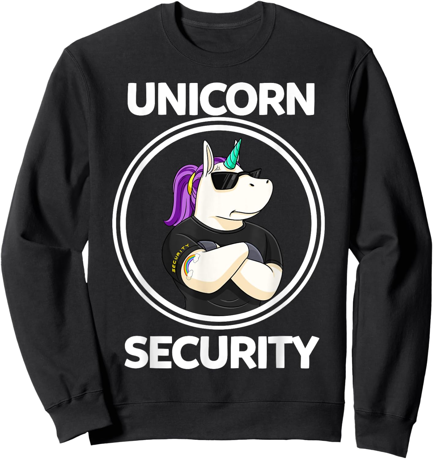 Unicorn Security Birthday Boys Dad Gift Sweatshirt - Sweatshirt | Black