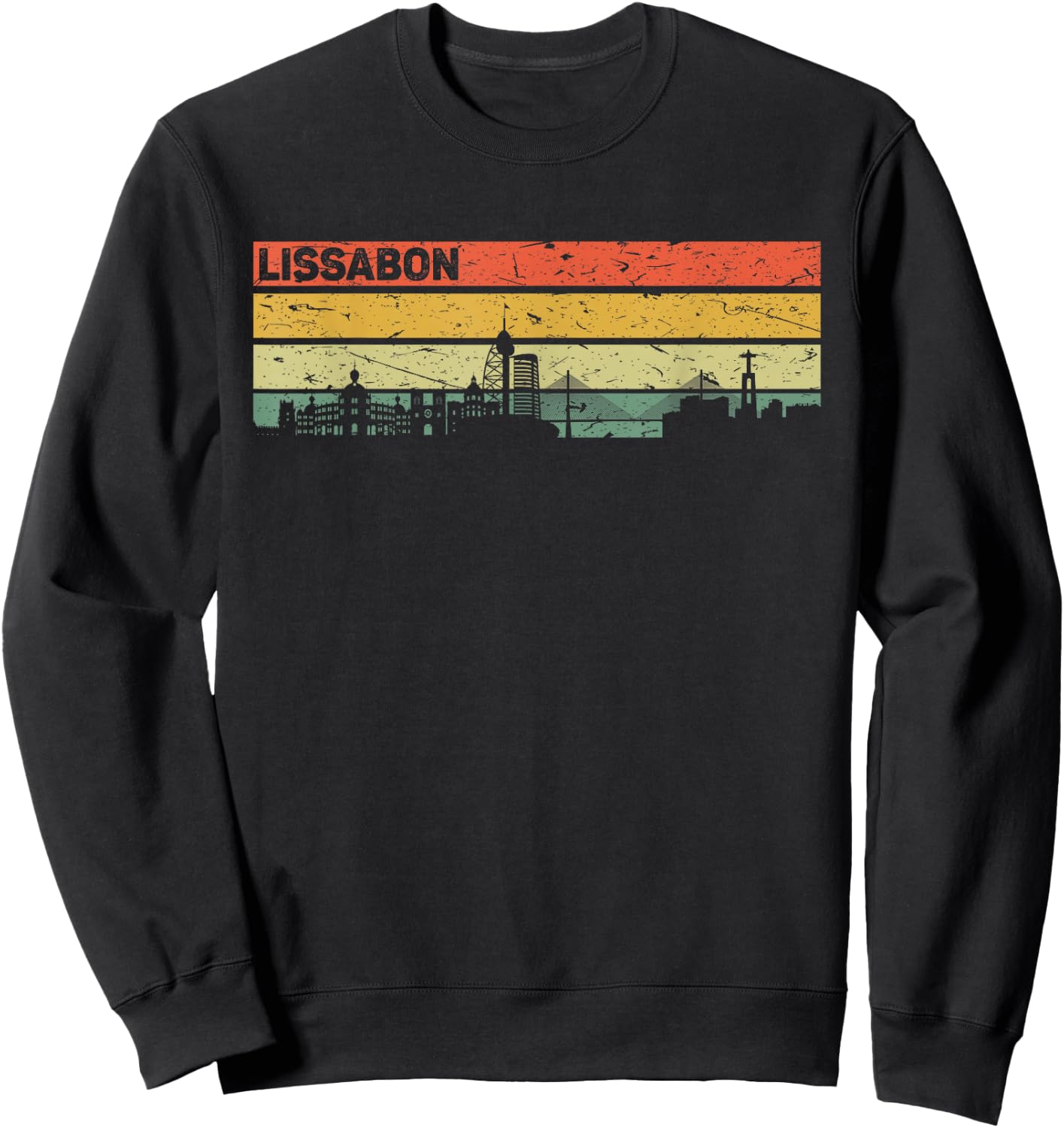 Lissabon vintage Skyline Retro Stadt Portugal Sweatshirt - Sweatshirt | Black