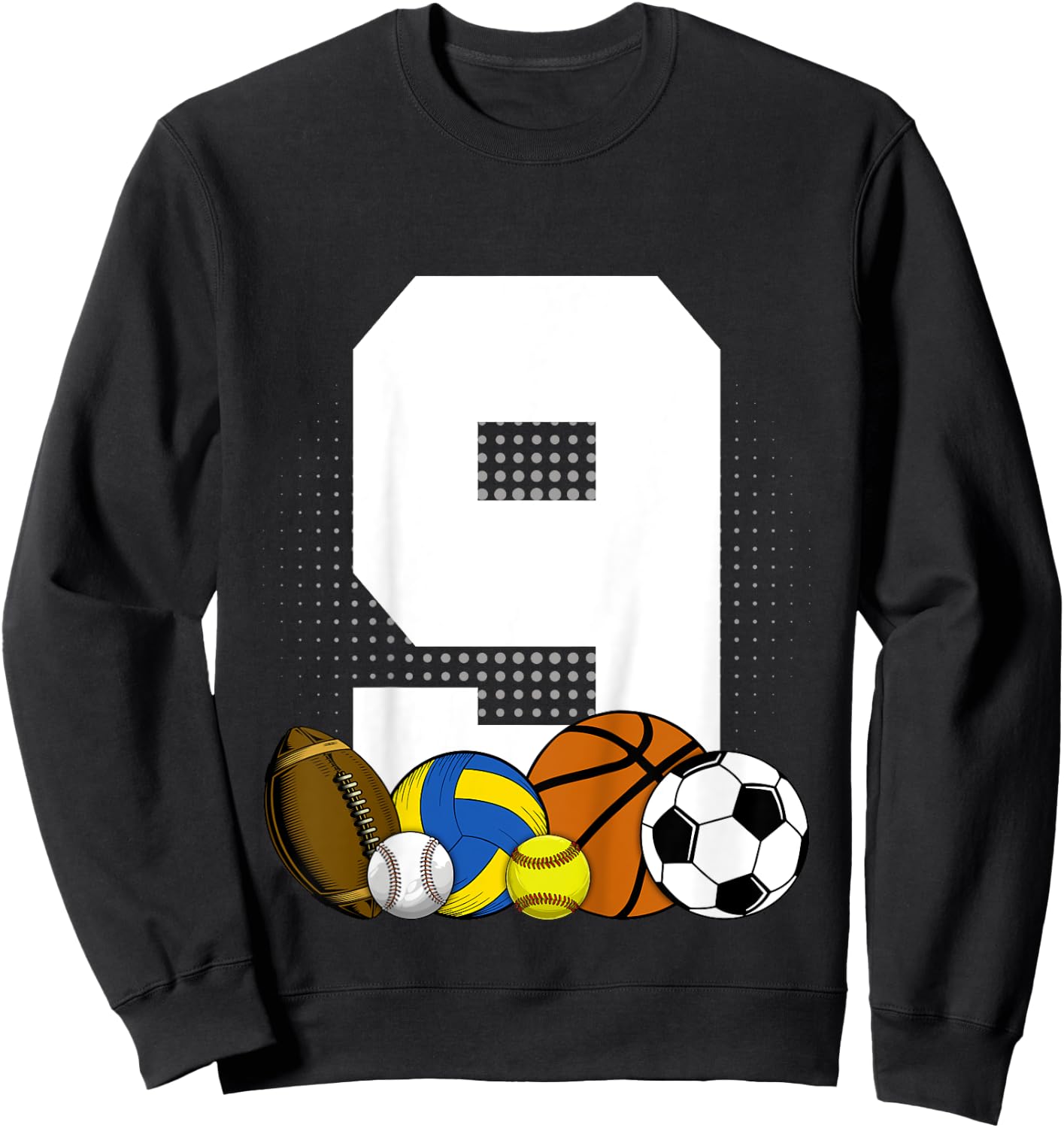 Kids 9 years Birthday Sports Kids Boys 9th Birthday Baller Sweatshirt - Sweatshirt | Black