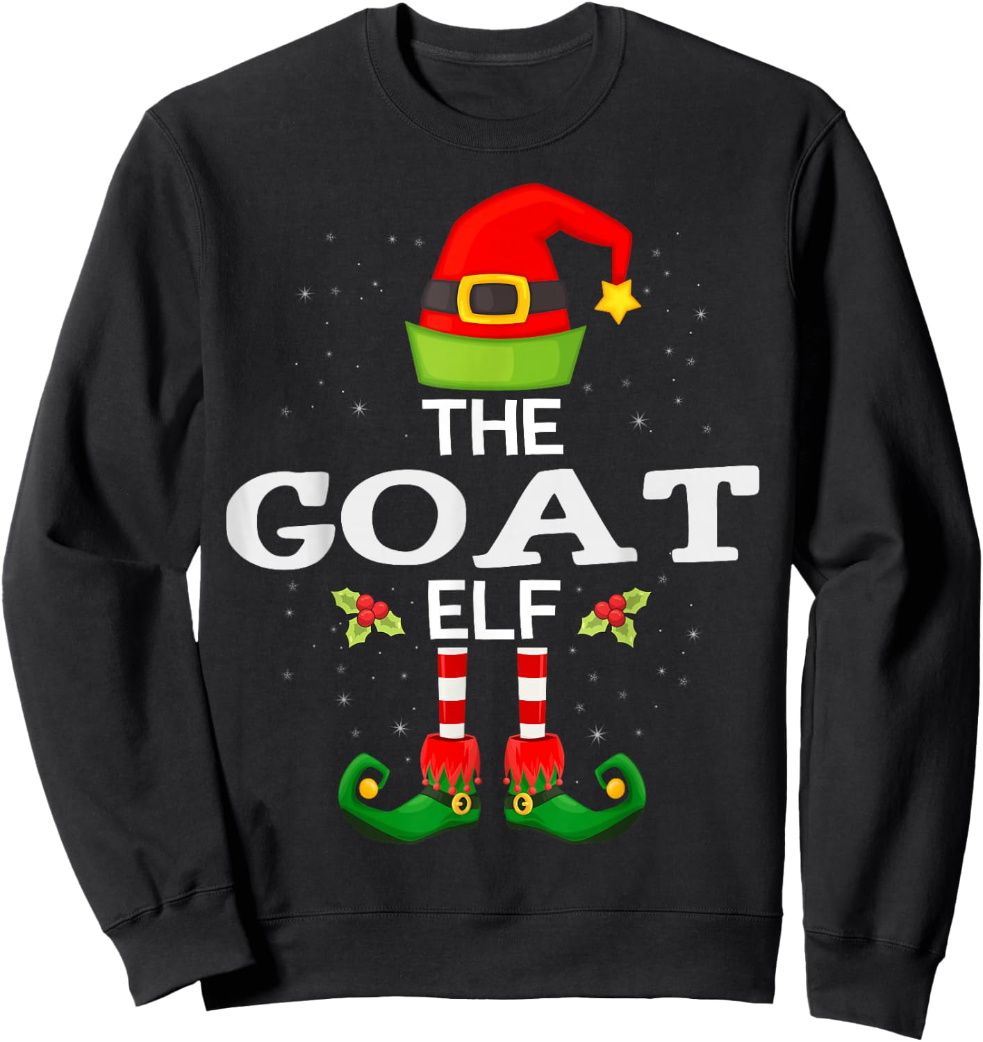 The Goat Elf Christmas Family Matching Pajama Sweatshirt - Sweatshirt | Black