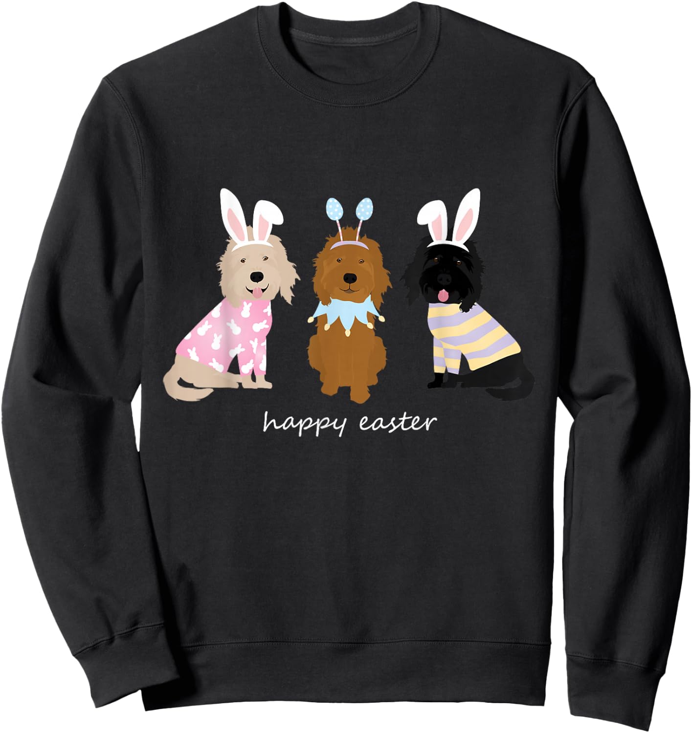 Happy Easter Goldendoodle Dogs Cute Golden Doodle Bunny Sweatshirt - Sweatshirt | Black