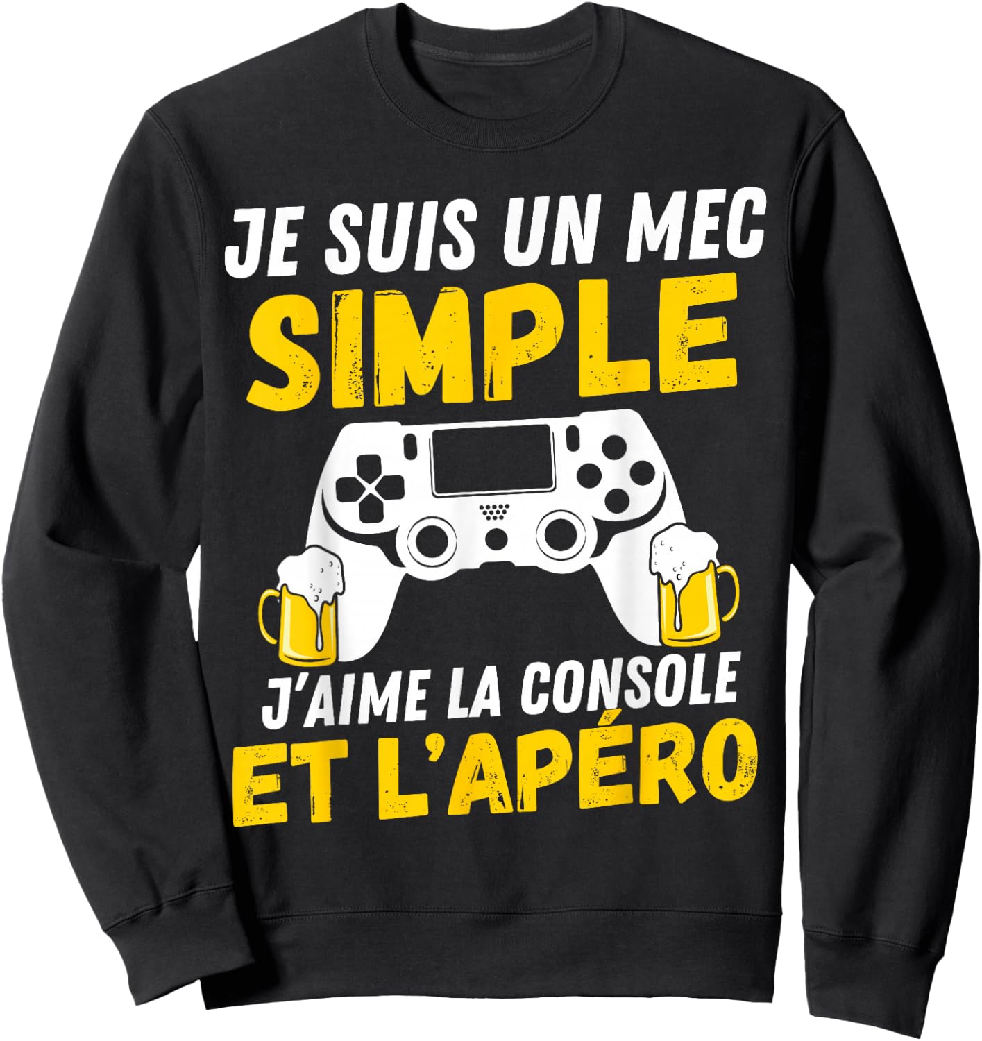 Simple guy i love aperitif and console funny teen video gamer , Black, S Sweatshirt - Sweatshirt | Black