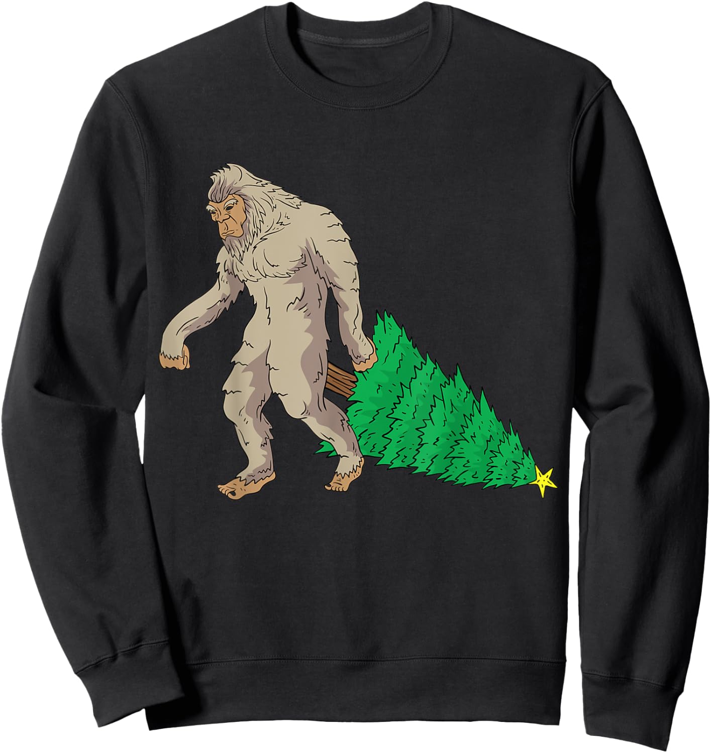 Bigfoot Santa Claus Hat Sasquatch Christmas Tree Funny Gift Sweatshirt - Sweatshirt | Black