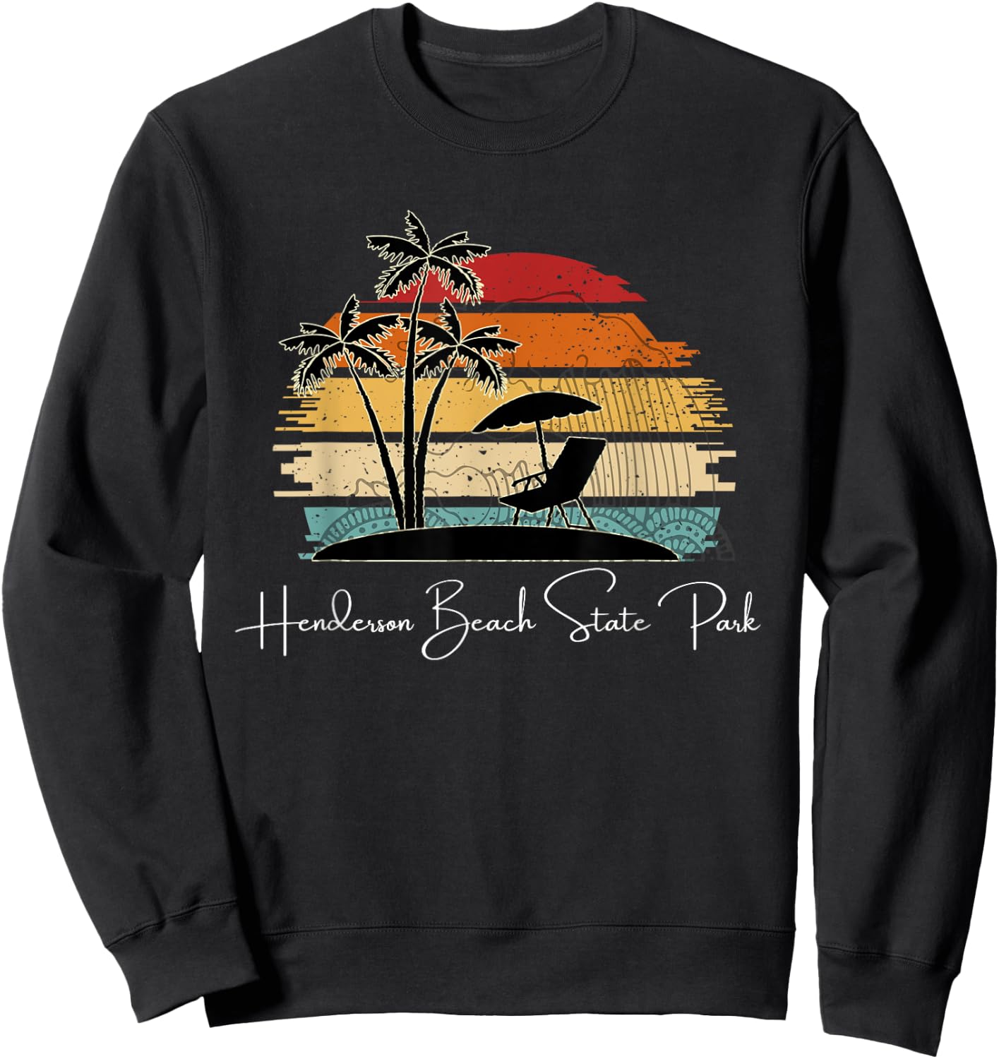 Vintage Henderson Beach State Park Palm Trees Spring Summer Women Kids Sweatshirt - Sweatshirt | Black