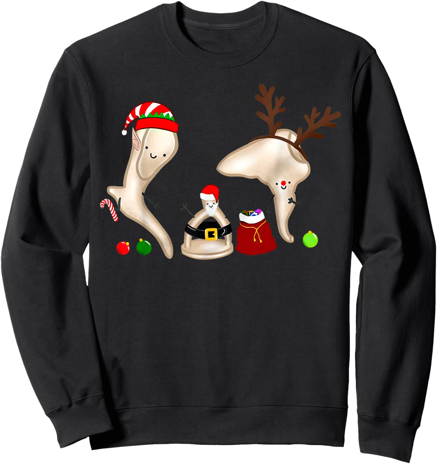 Christmas Ossicle Audiology Audiologist Student ENT Nurse Sweatshirt - Sweatshirt | Black